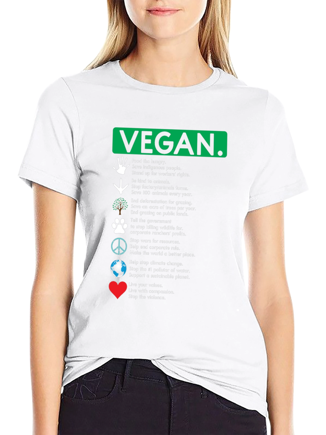Vegan Values Graphic T-Shirt - Compassion Activism Tee
