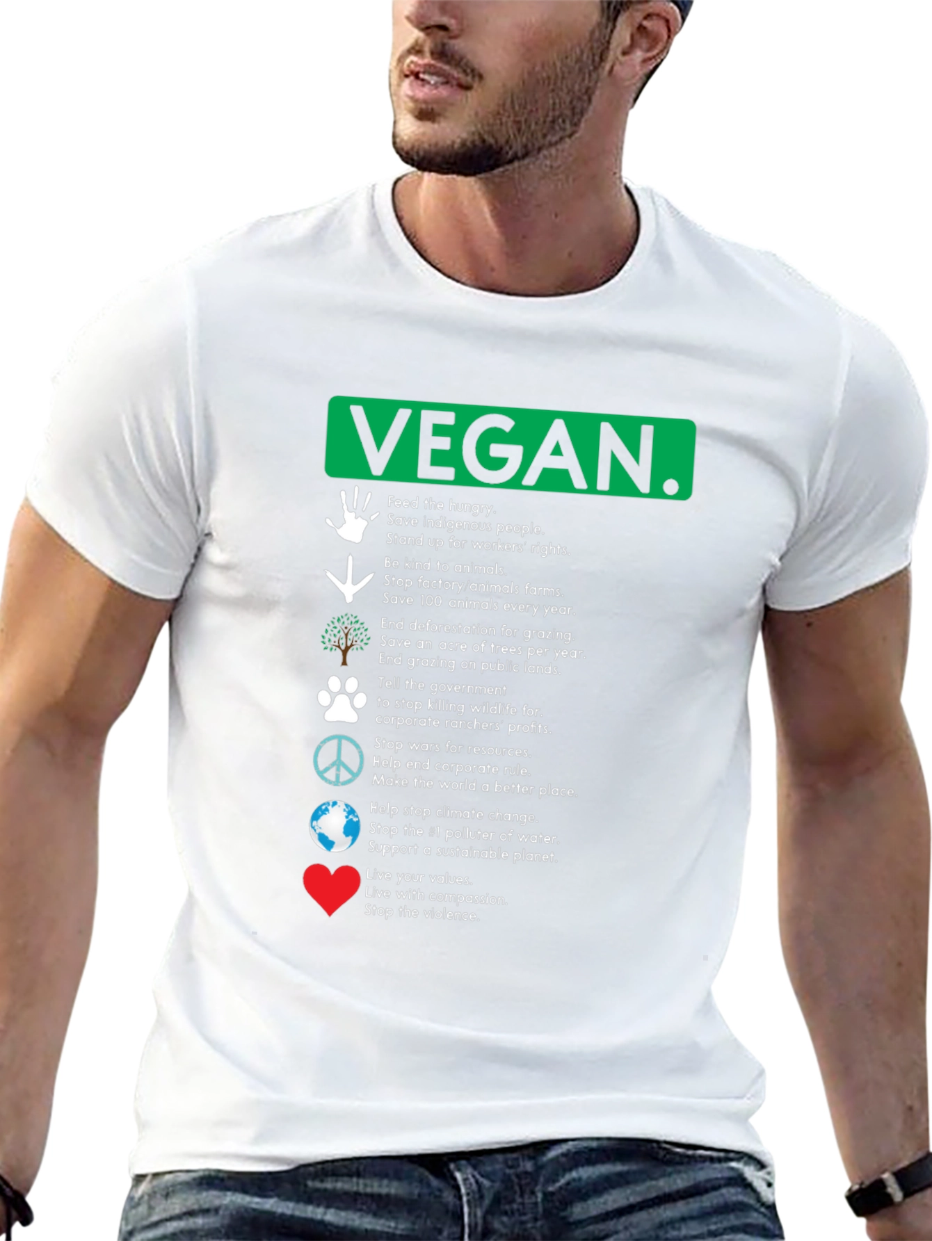 Vegan Values Graphic T-Shirt - Compassion Activism Tee