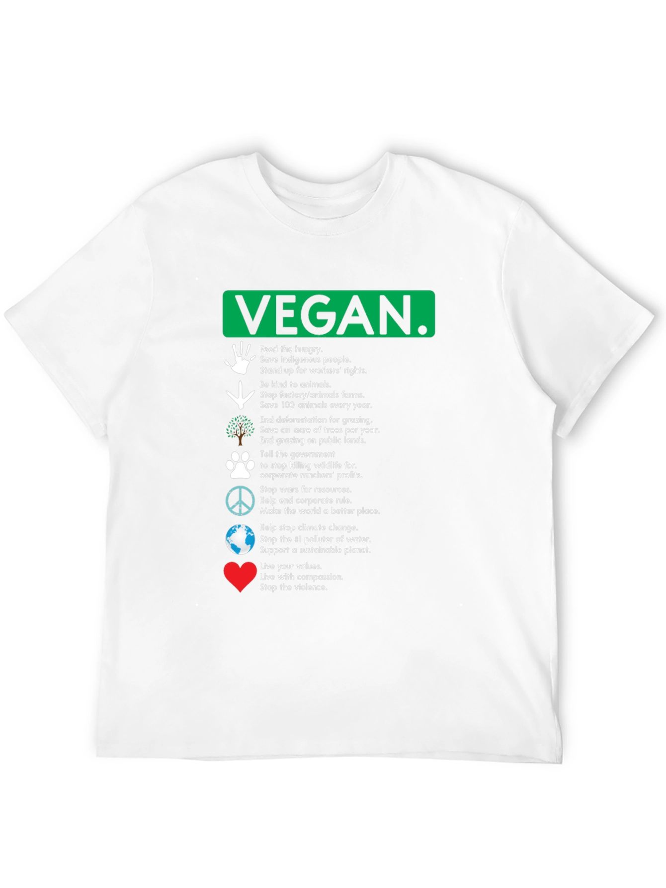 Vegan Values Graphic T-Shirt - Compassion Activism Tee
