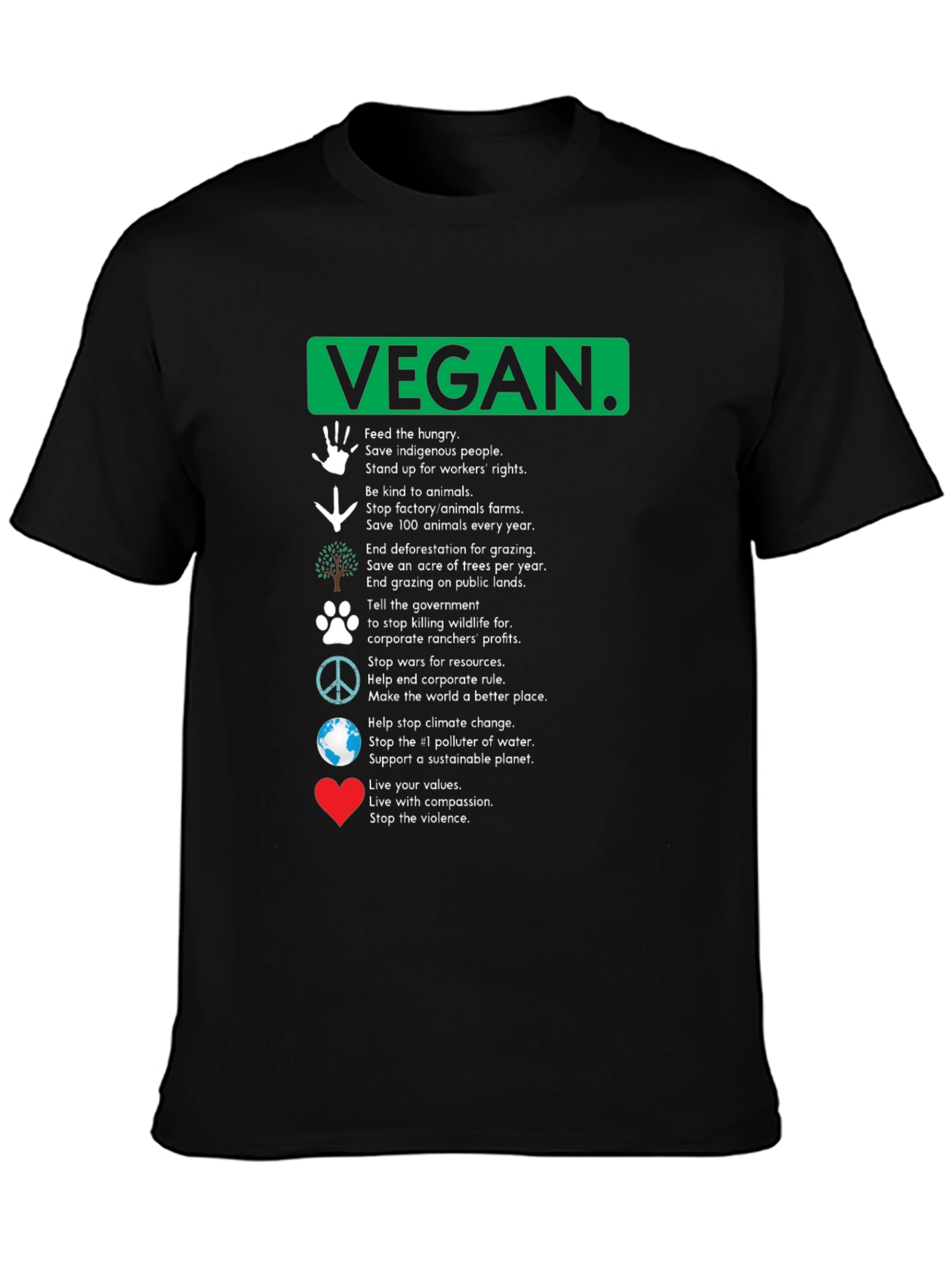Vegan Values Graphic T-Shirt - Compassion Activism Tee