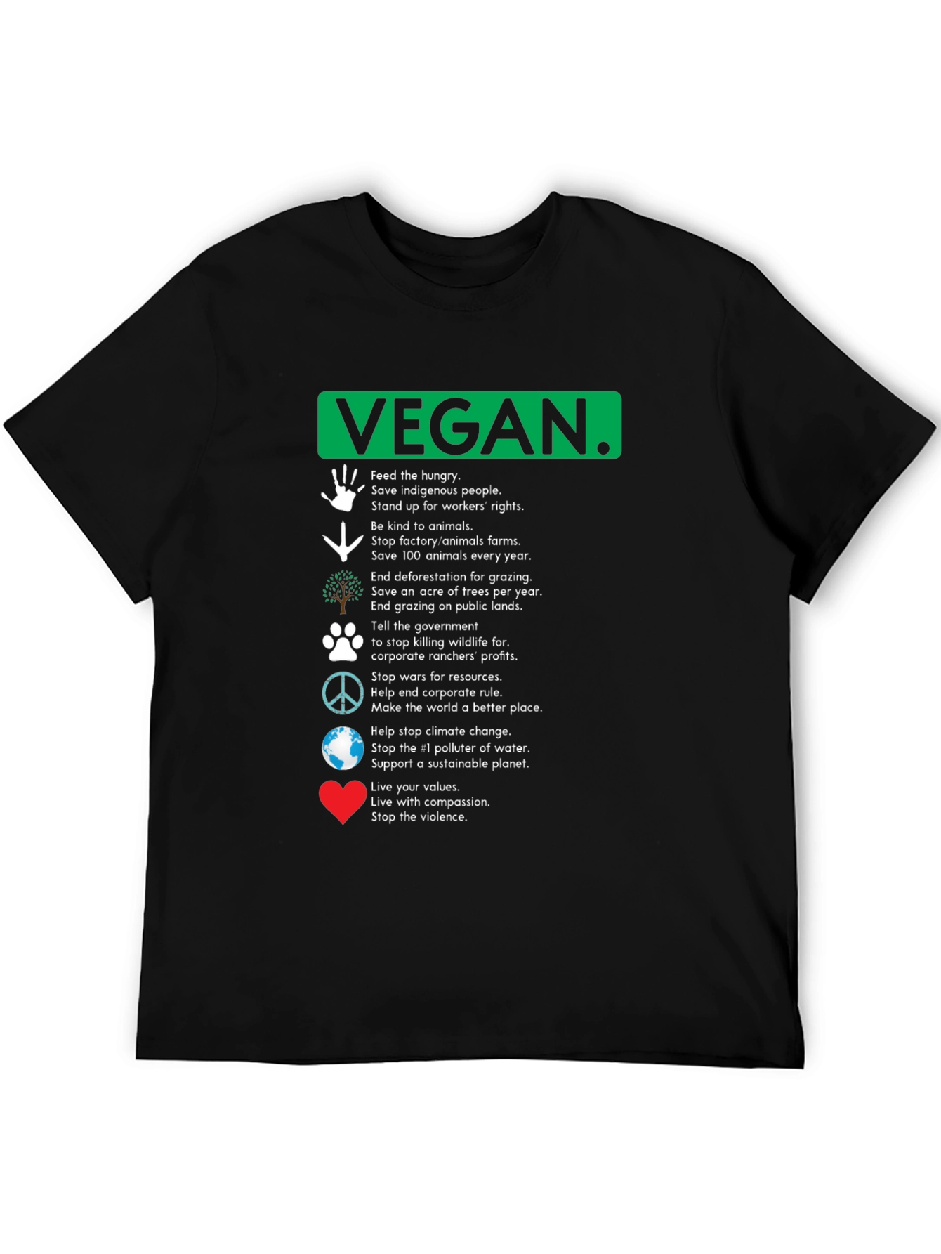Vegan Values Graphic T-Shirt - Compassion Activism Tee