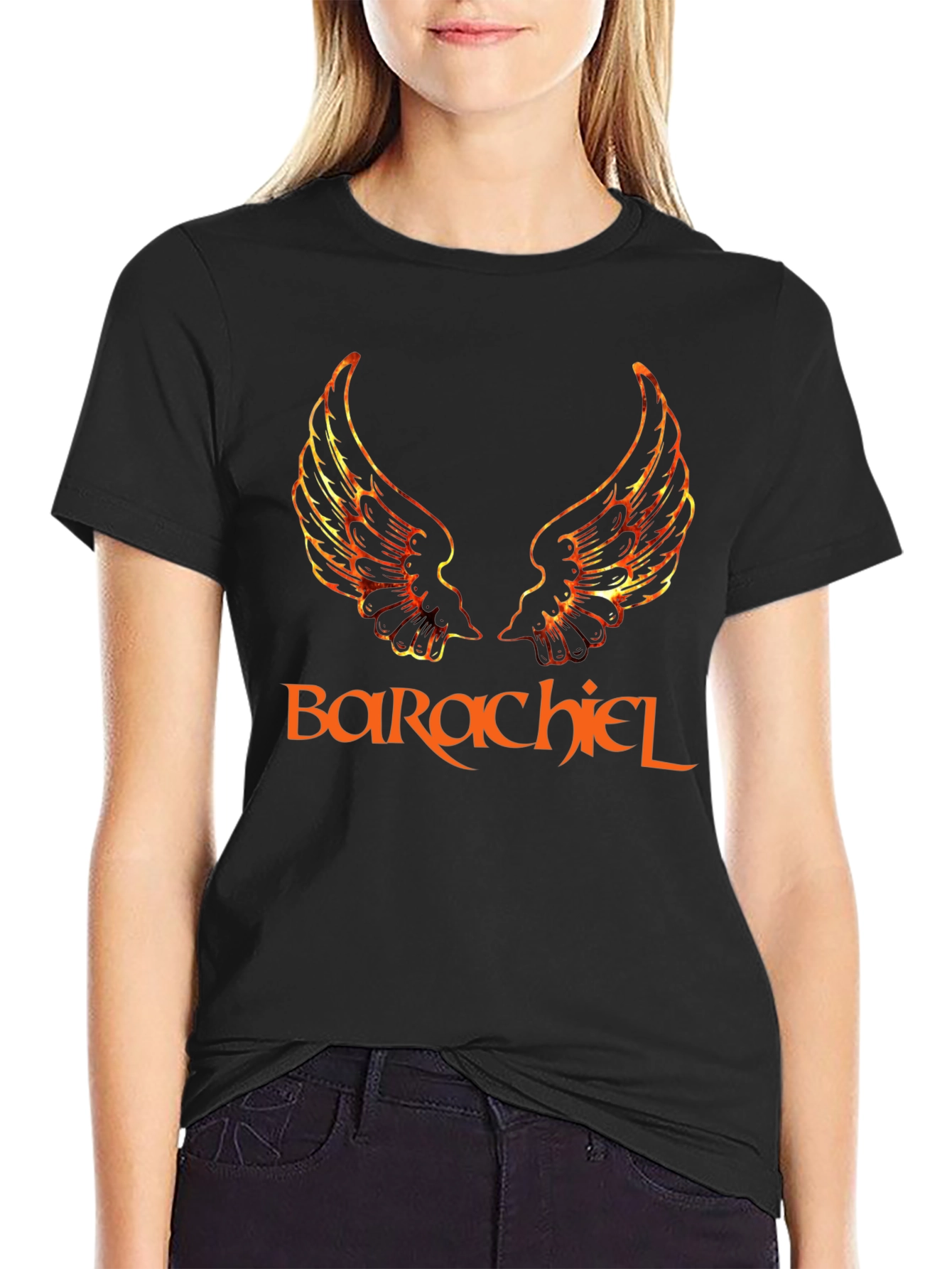 Barachiel Wings Graphic Black T-Shirt