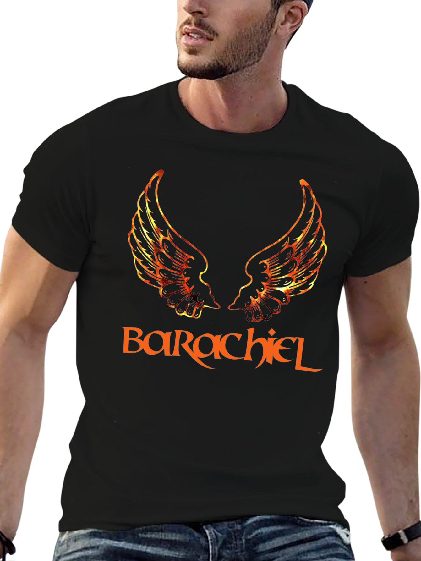 Barachiel Wings Graphic Black T-Shirt