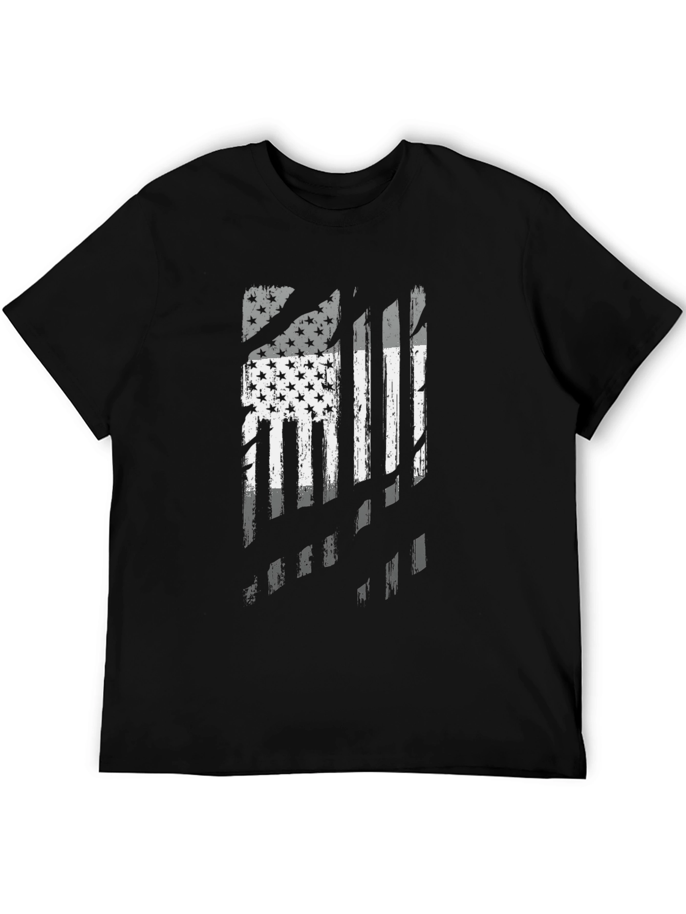 Distressed American Flag Graphic Black T-Shirt
