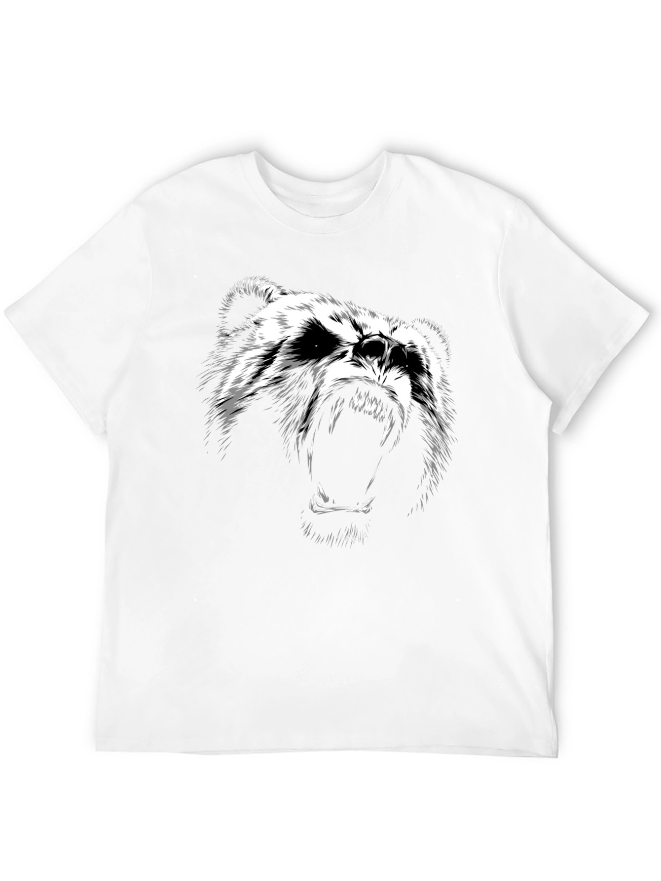 Mens Black T-Shirt with Bear Graphic