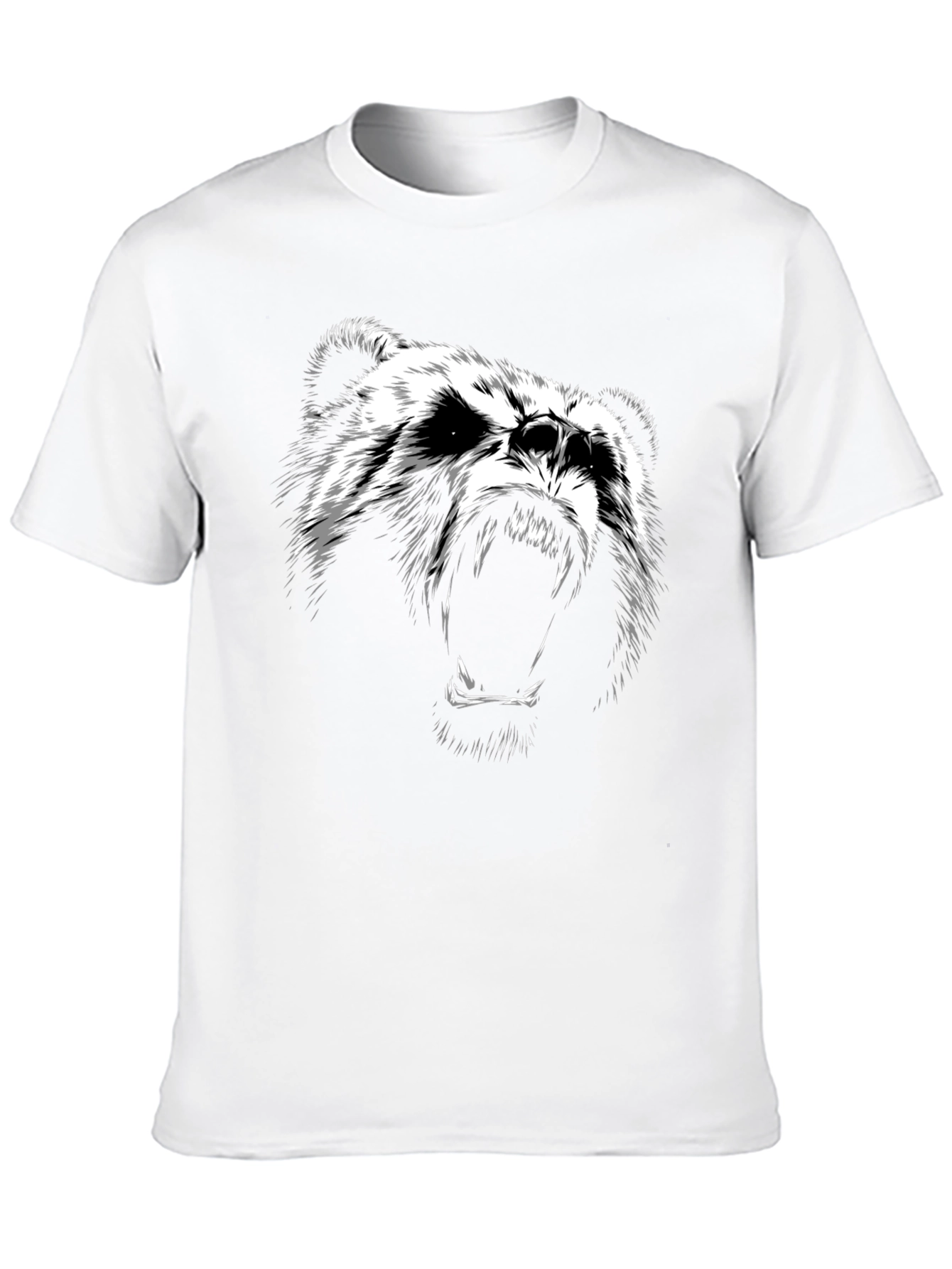 Mens Black T-Shirt with Bear Graphic