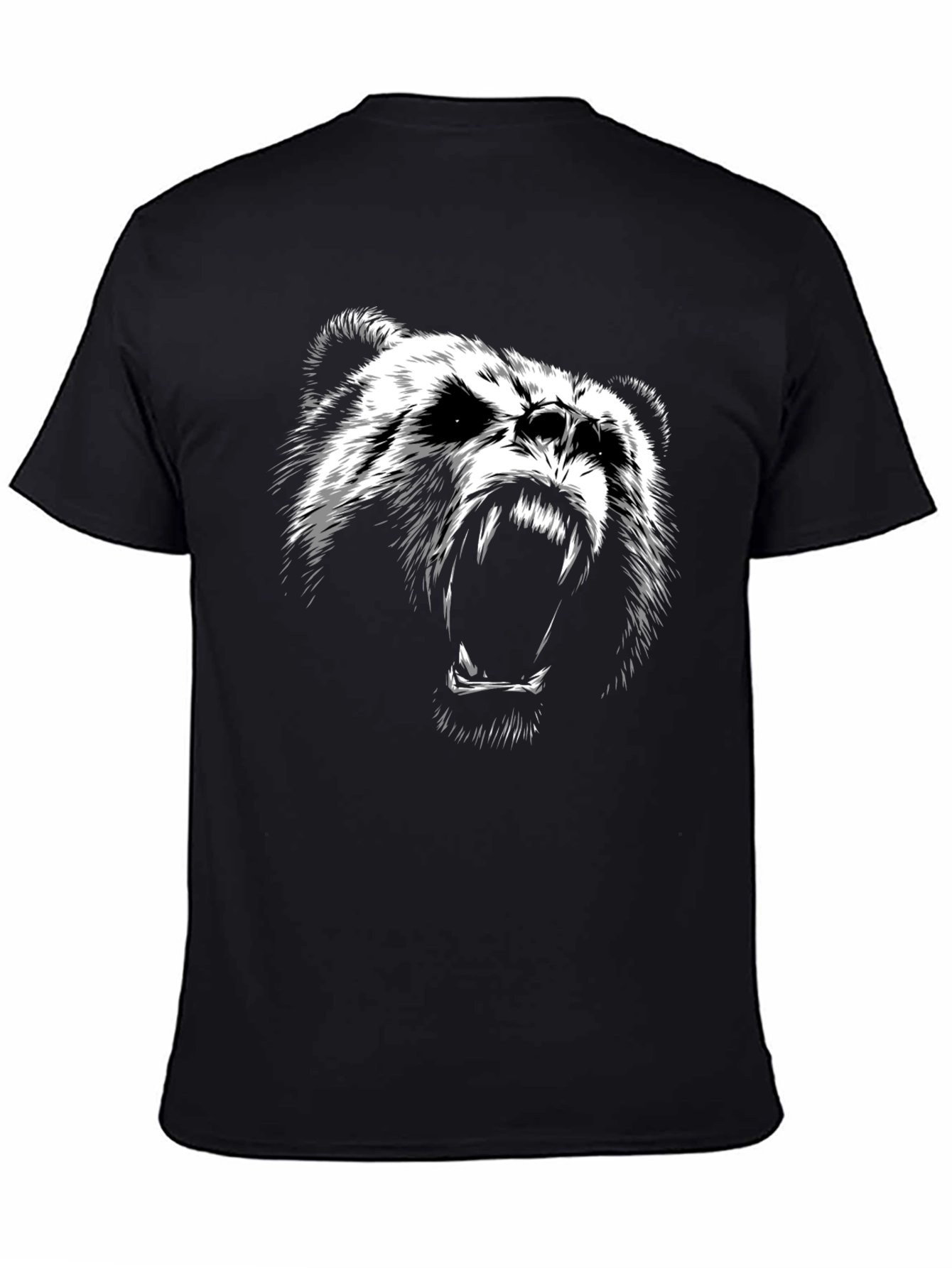 Mens Black T-Shirt with Bear Graphic