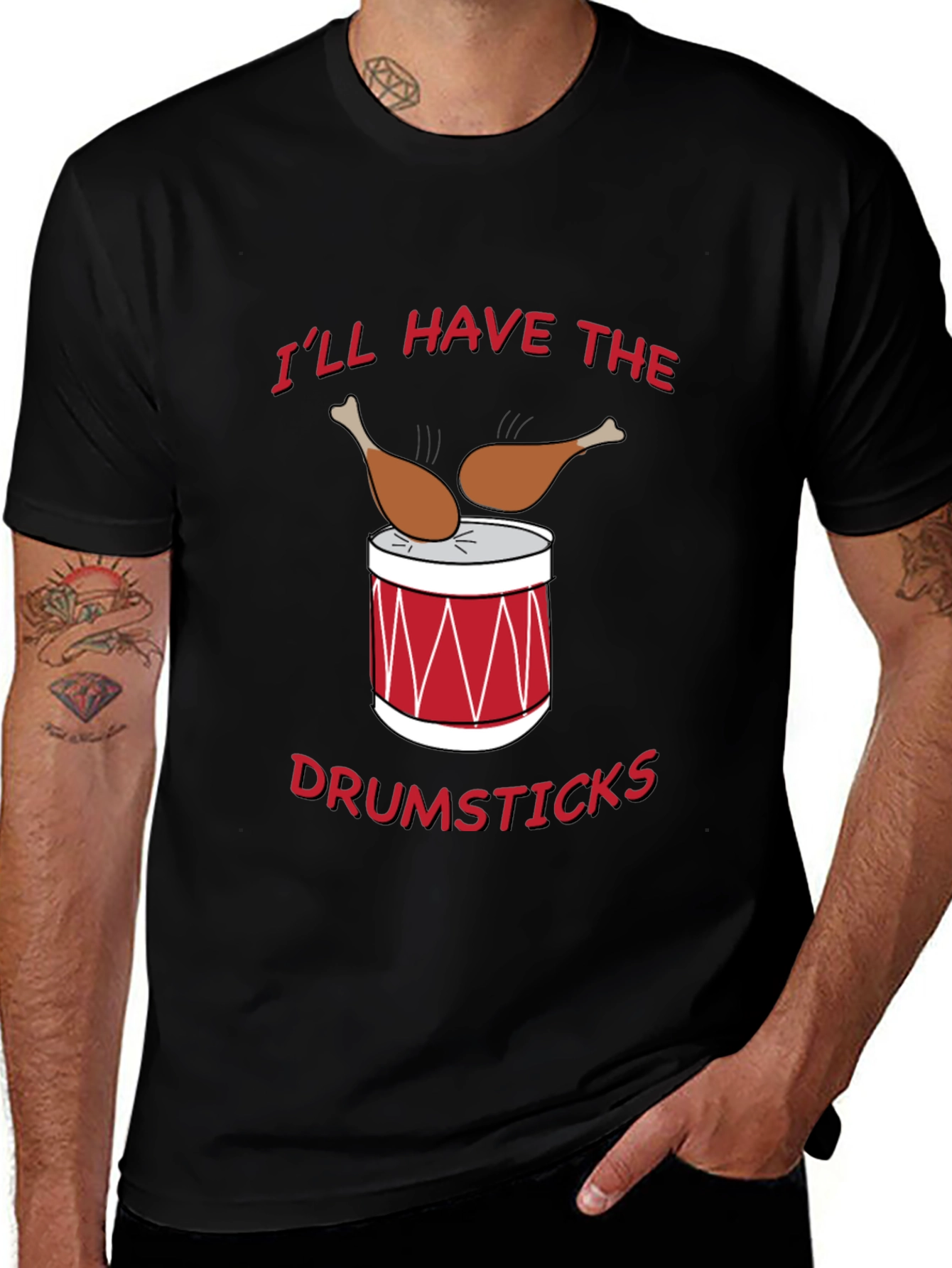 Funny Drumsticks Graphic T-Shirt - Foodie Humor