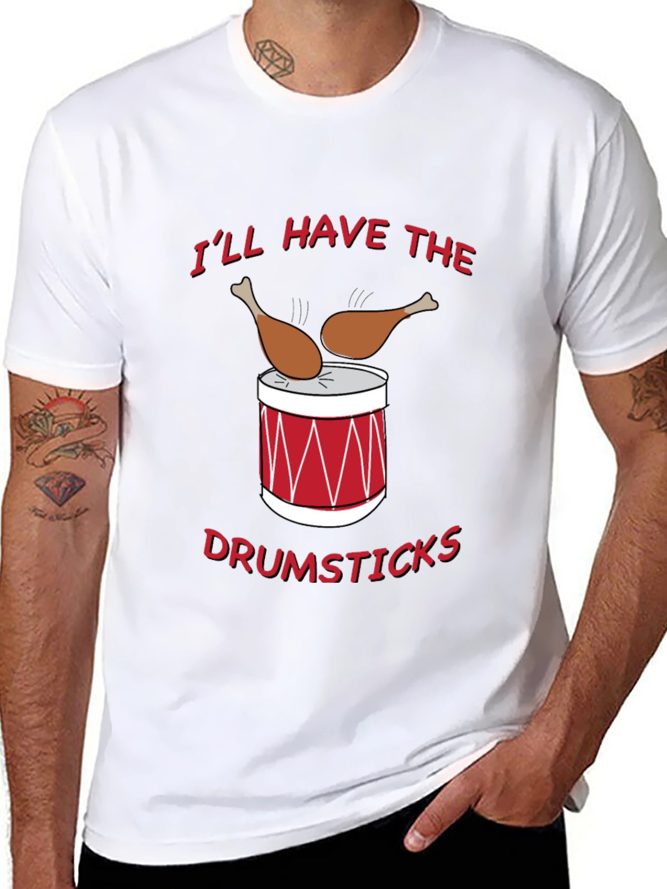 Funny Drumsticks Graphic T-Shirt - Foodie Humor