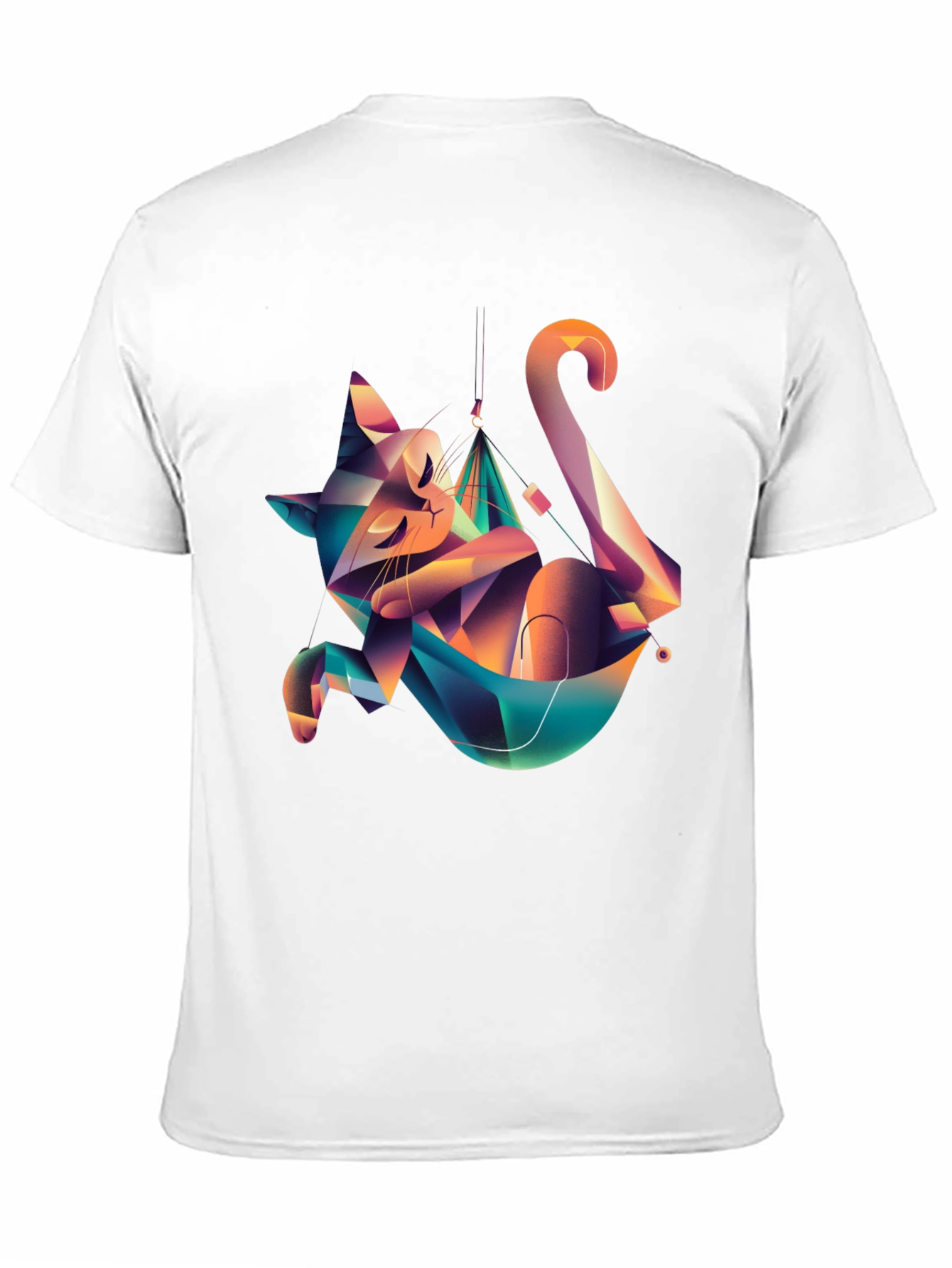 Geometric Cat Hammock Graphic Tee - Unique Design