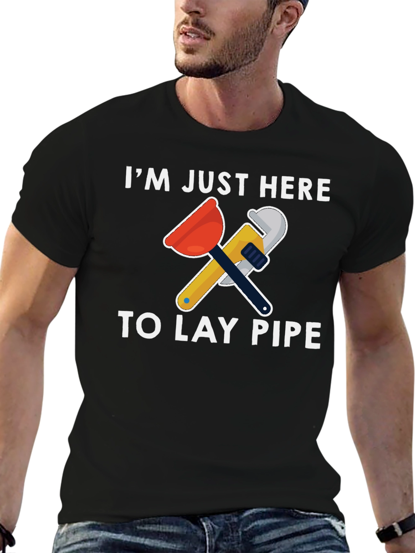 Plumber Humor T-Shirt - Lay Pipe Design