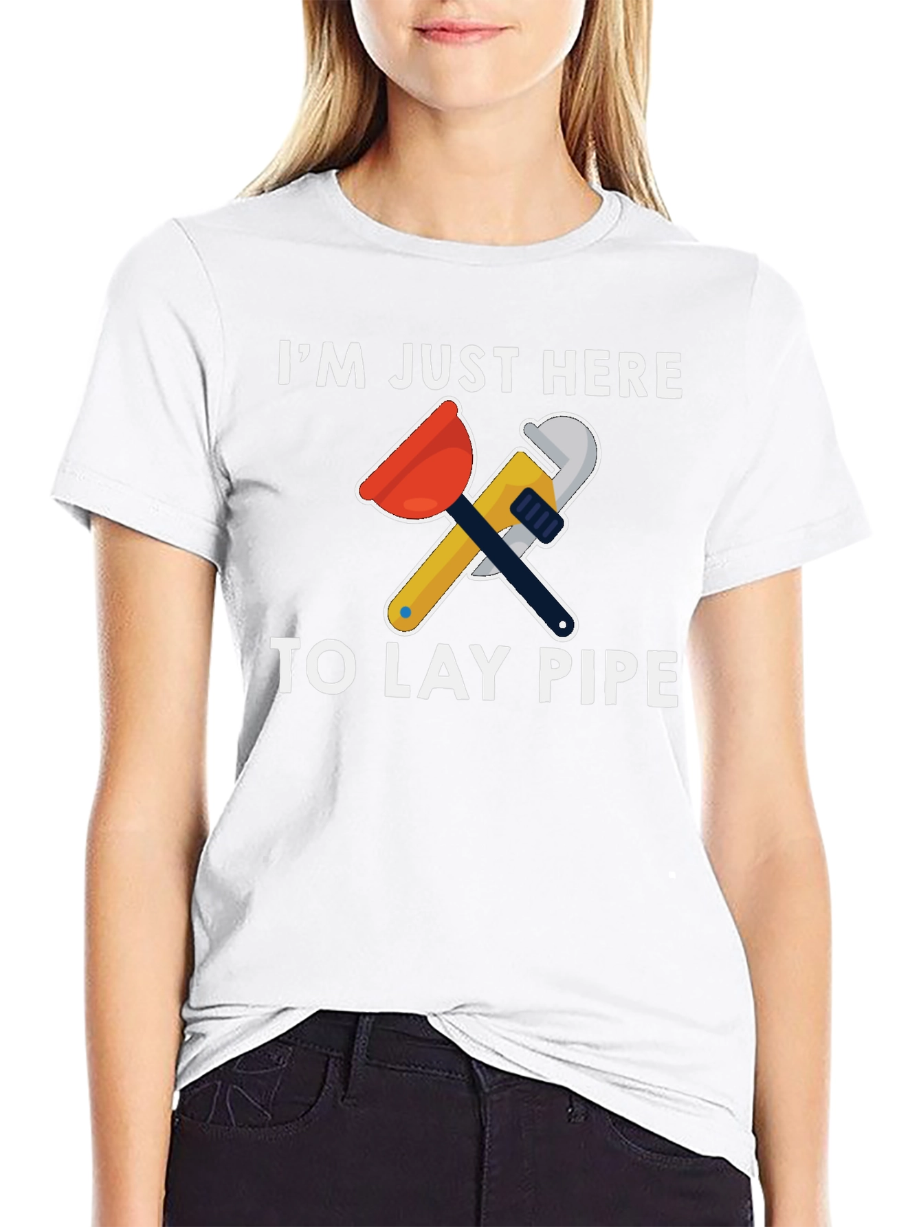 Plumber Humor T-Shirt - Lay Pipe Design