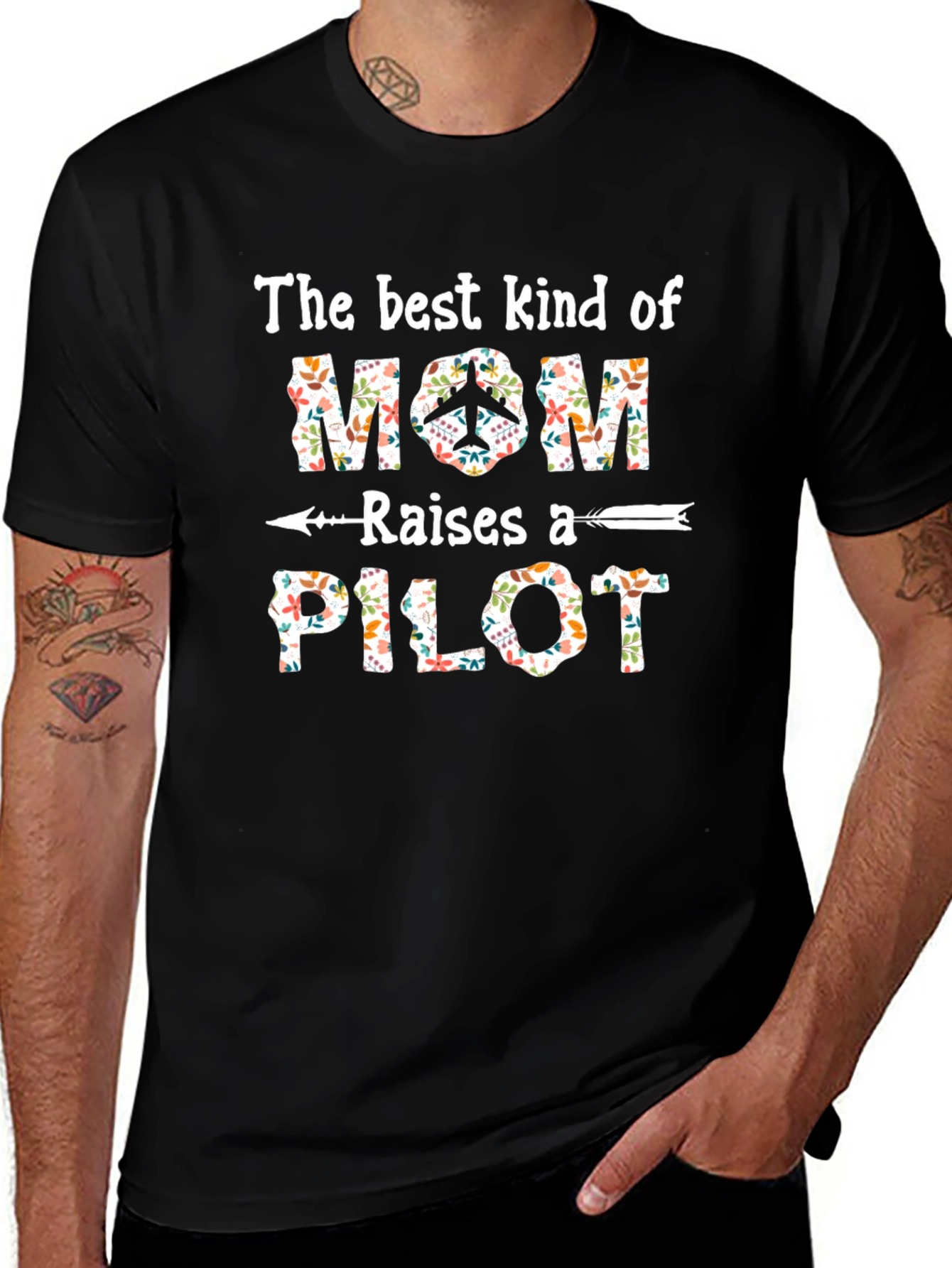 Floral Mom Raises A Pilot Graphic T-Shirt