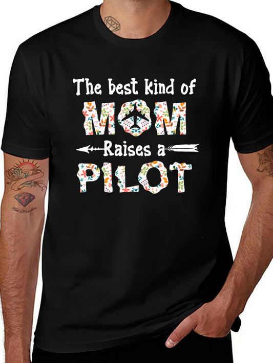 Floral Mom Raises A Pilot Graphic T-Shirt