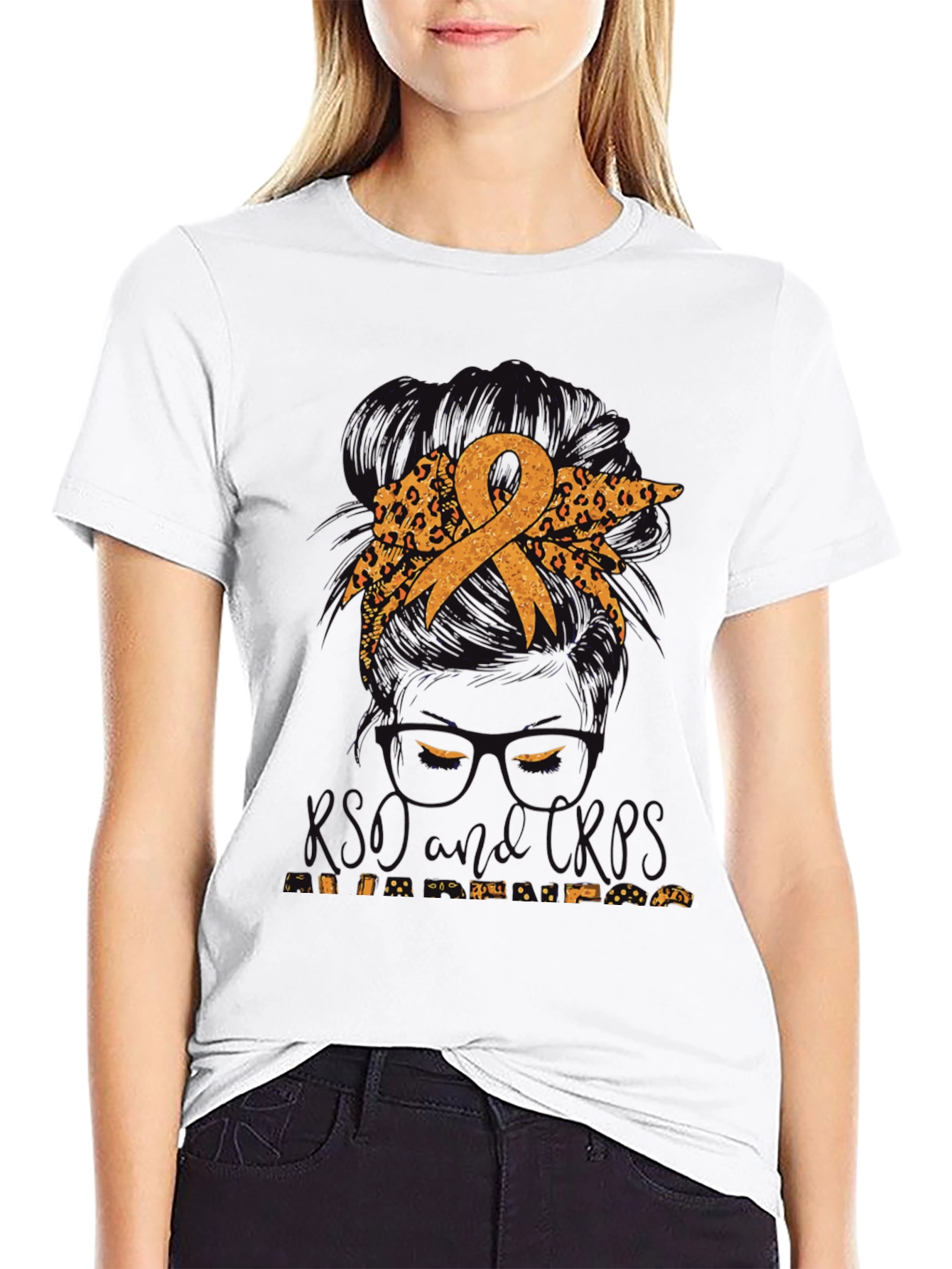 Childhood Cancer Awareness Messy Bun T-Shirt