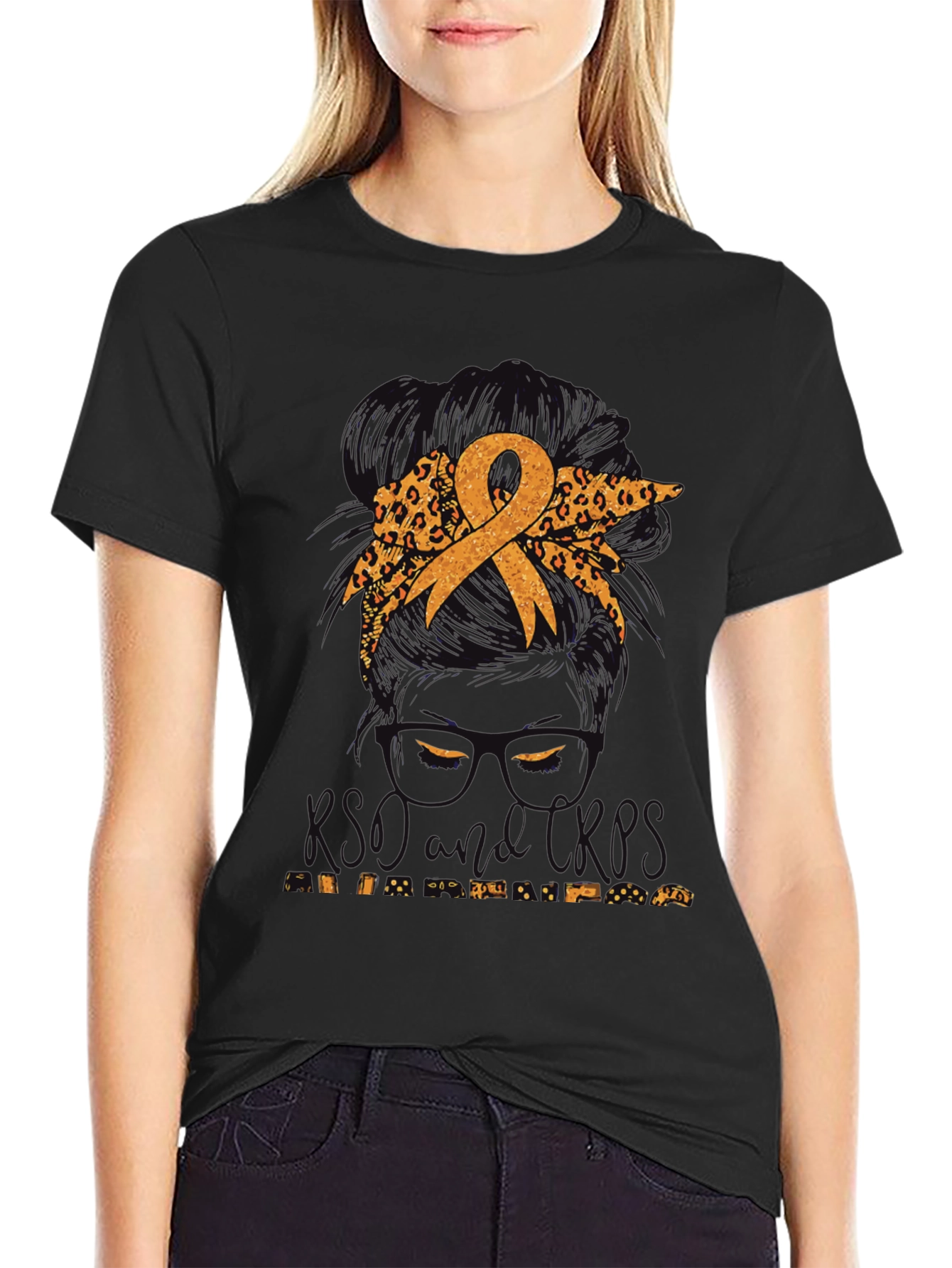 Childhood Cancer Awareness Messy Bun T-Shirt