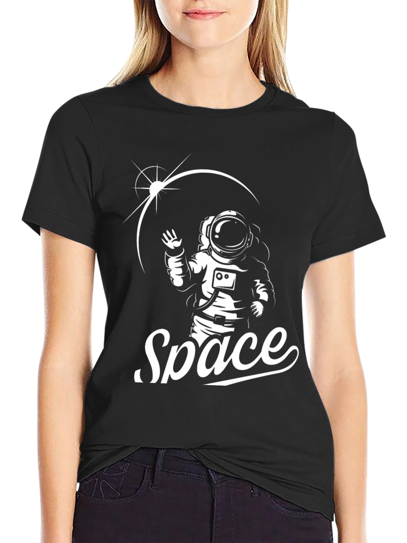 Astronaut Space Graphic T-Shirt - Black