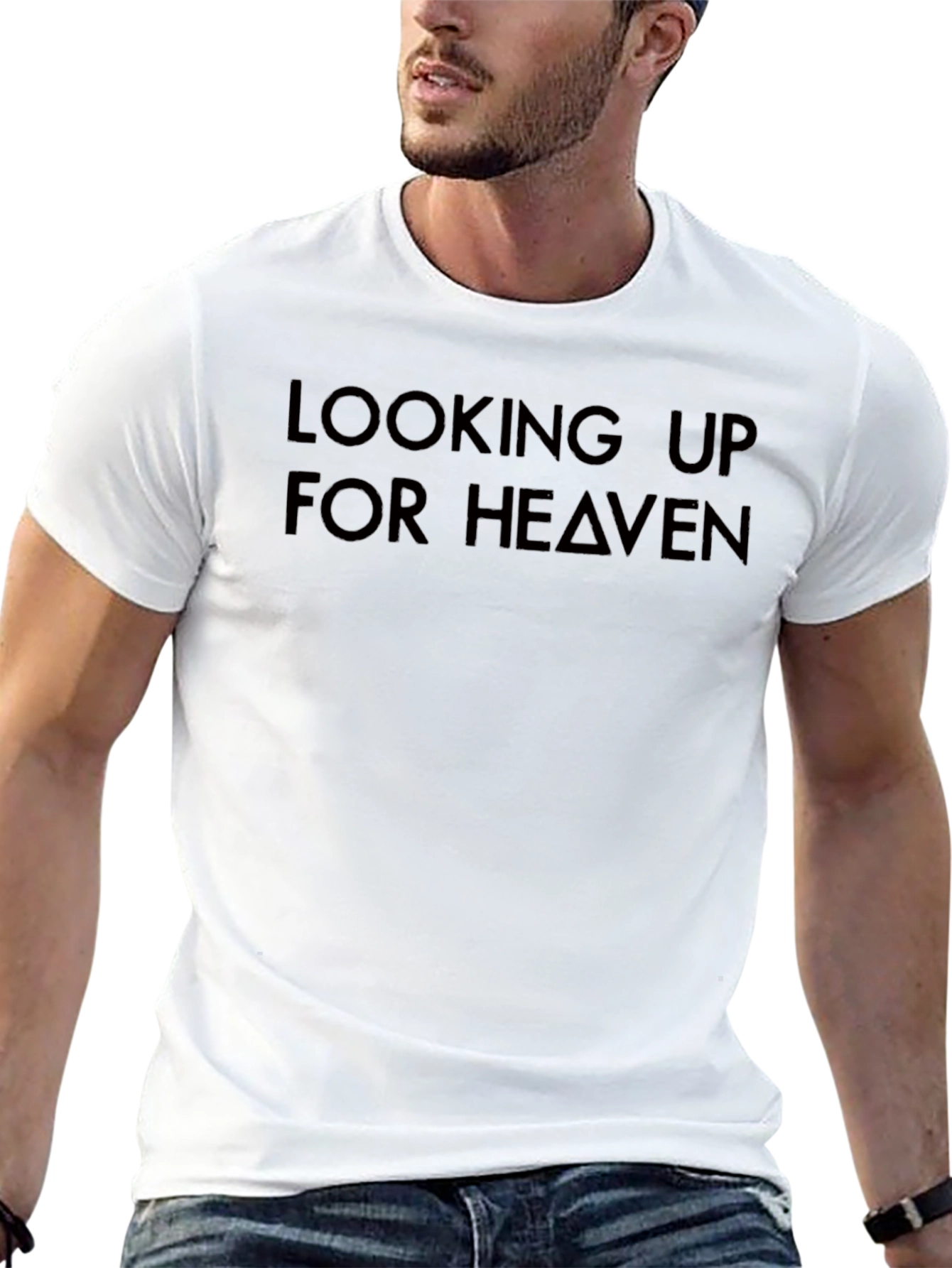 Looking Up For Heaven Black T-Shirt
