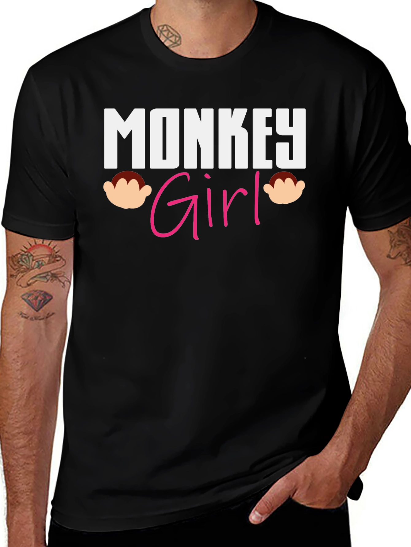 Monkey Girl Graphic T-Shirt - Novelty Tee