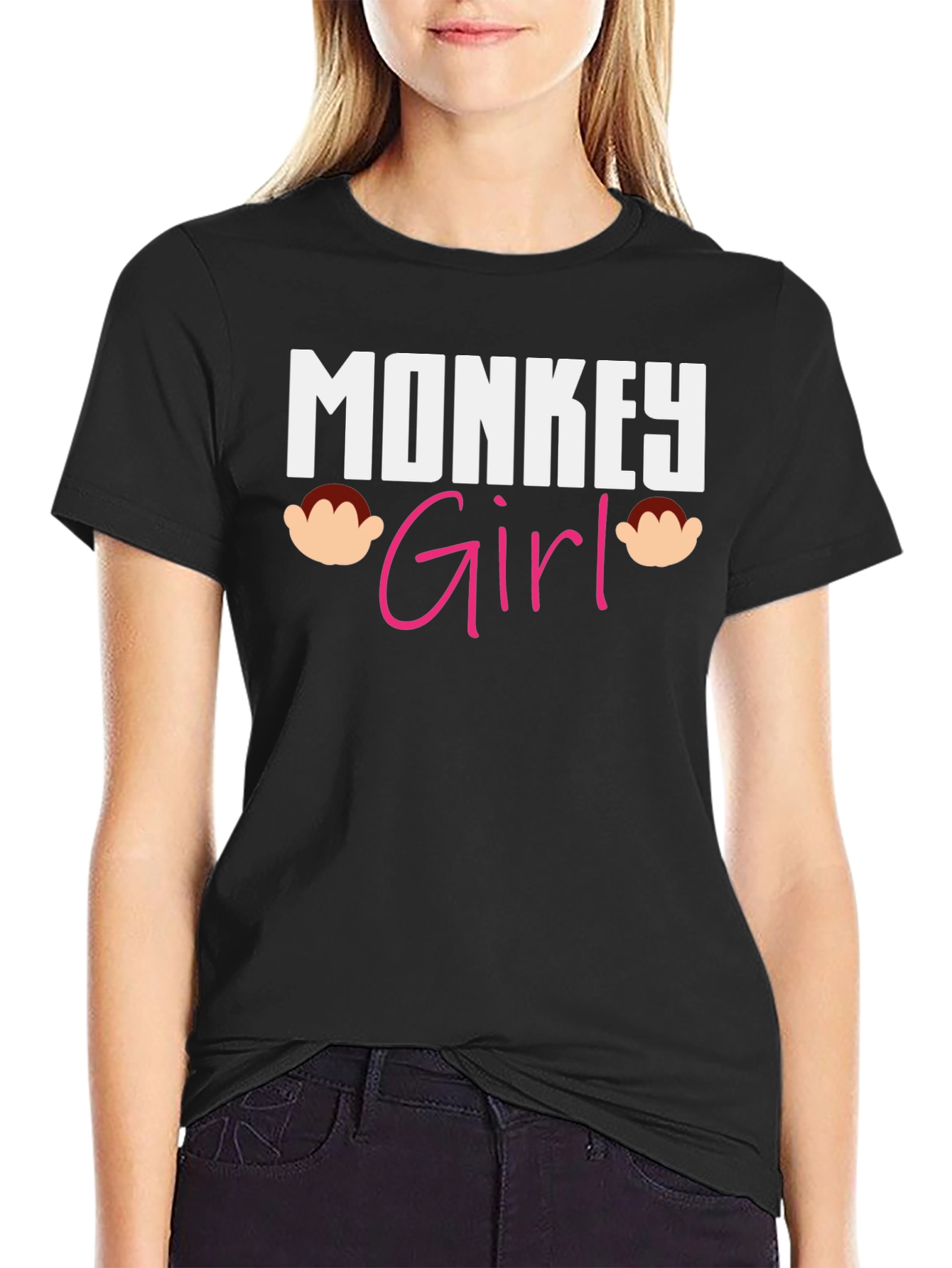 Monkey Girl Graphic T-Shirt - Novelty Tee