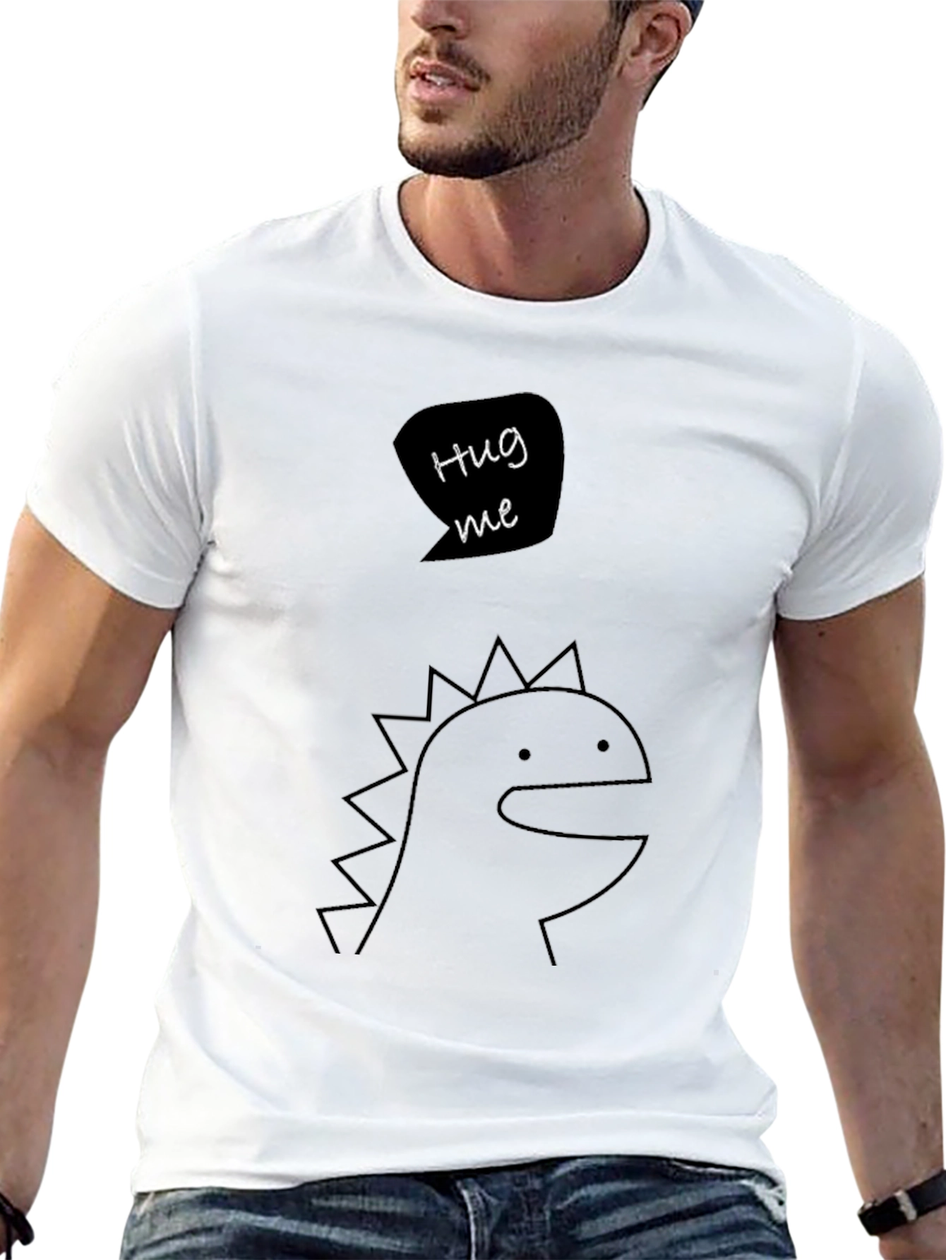 Hug Me Dinosaur Graphic Tee - Black T-Shirt