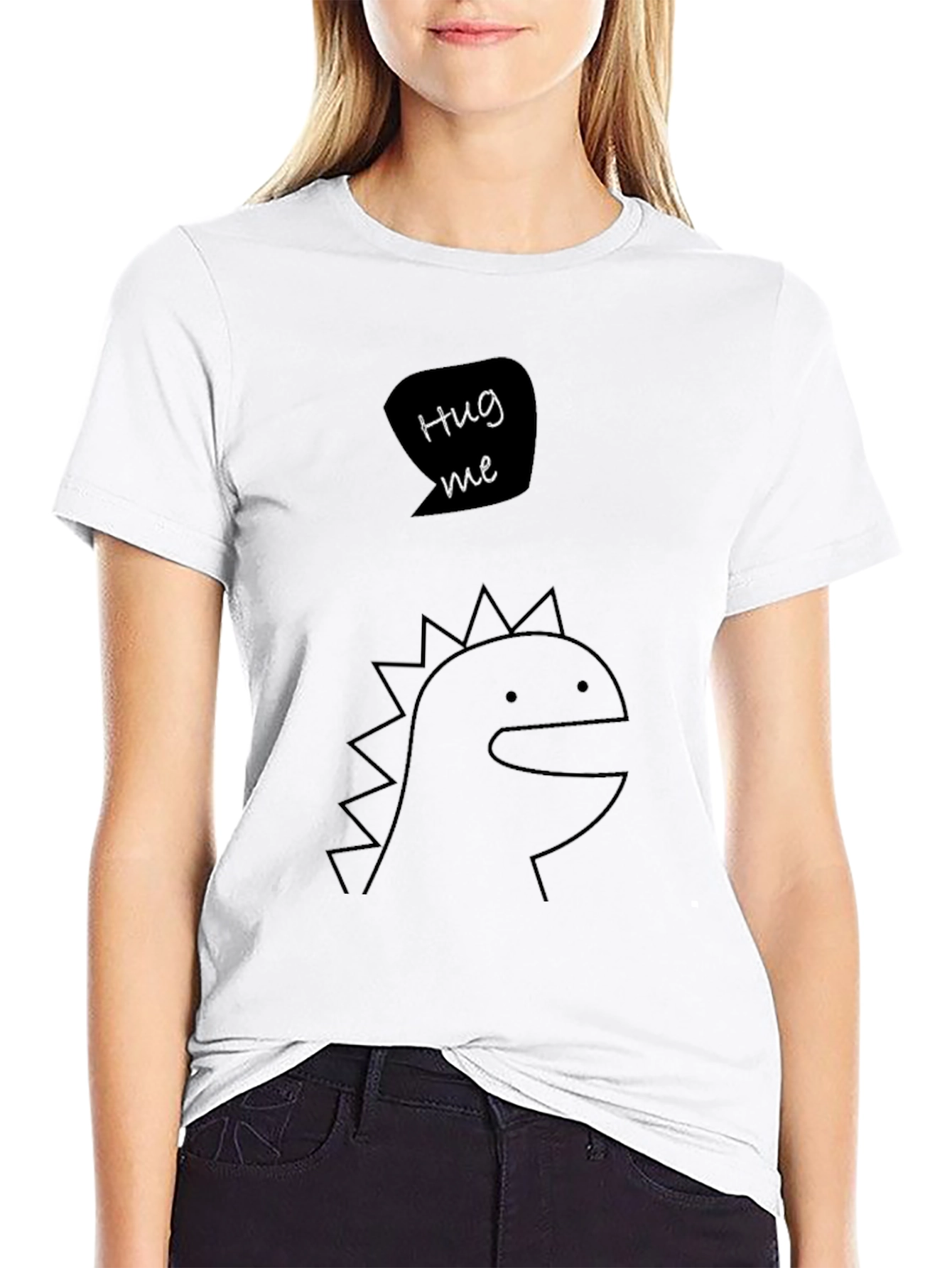 Hug Me Dinosaur Graphic Tee - Black T-Shirt