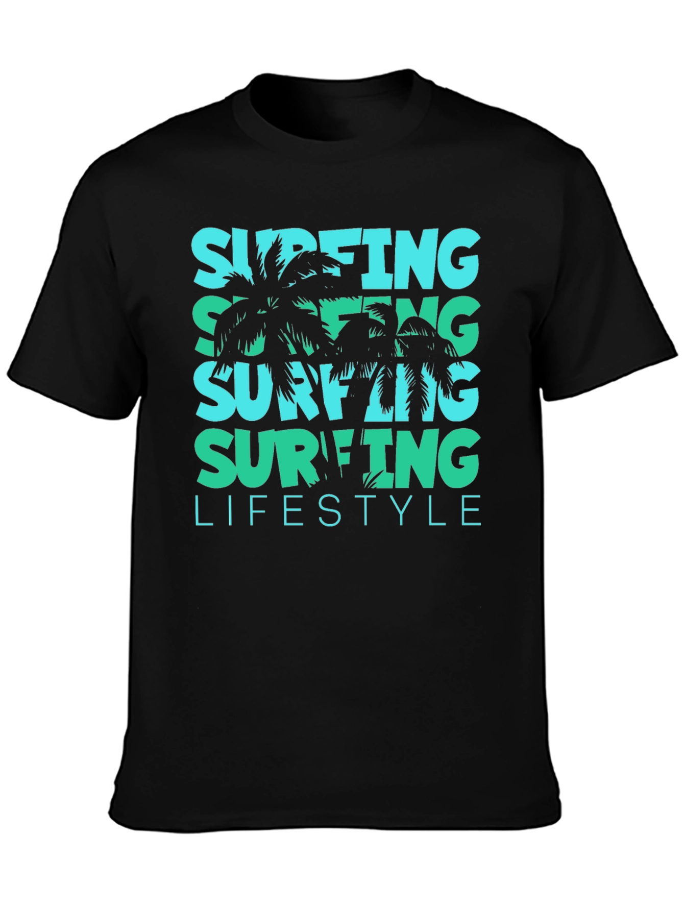 Surfing Lifestyle Tee: Tropical Palm Design