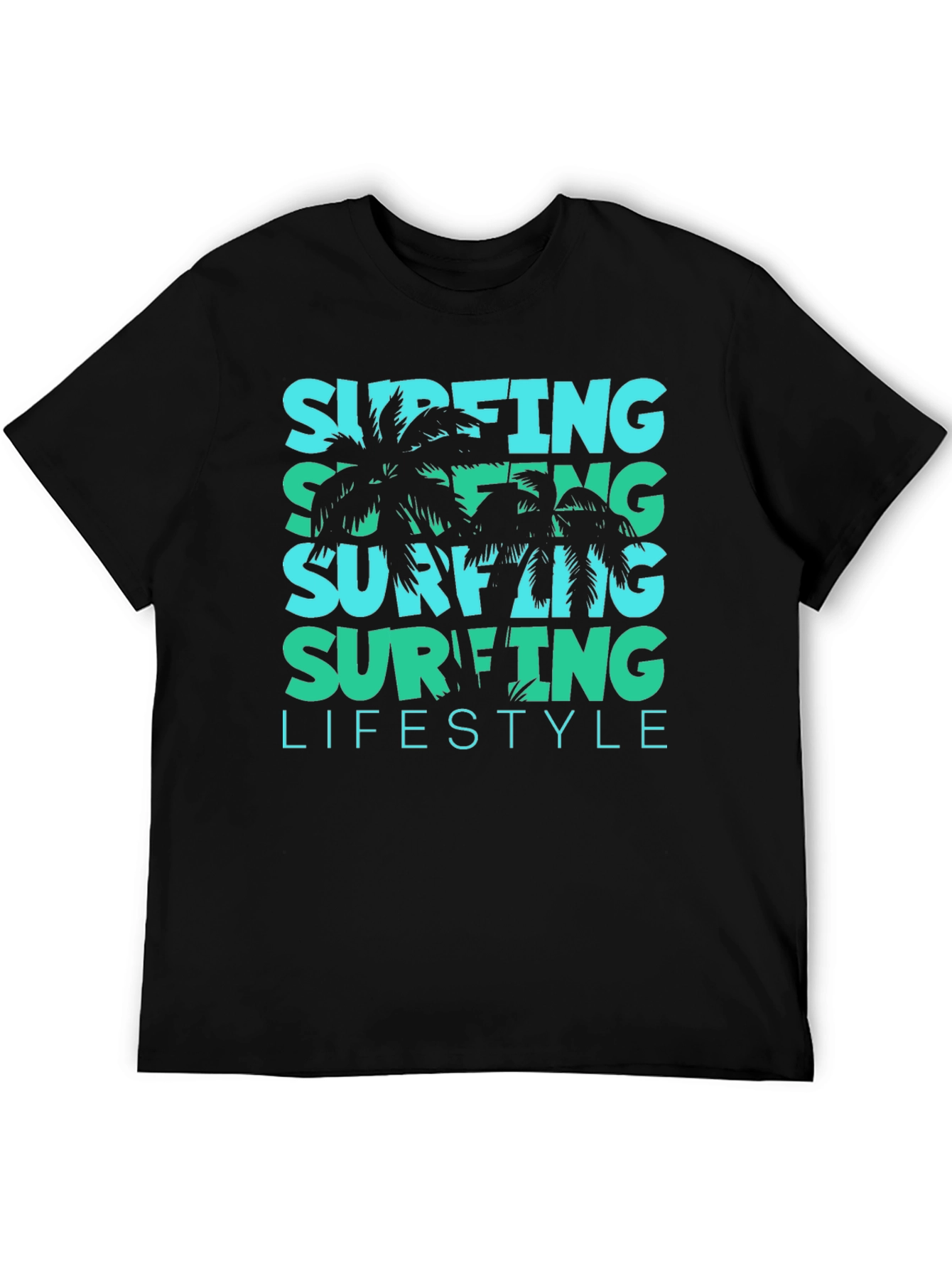 Surfing Lifestyle Tee: Tropical Palm Design