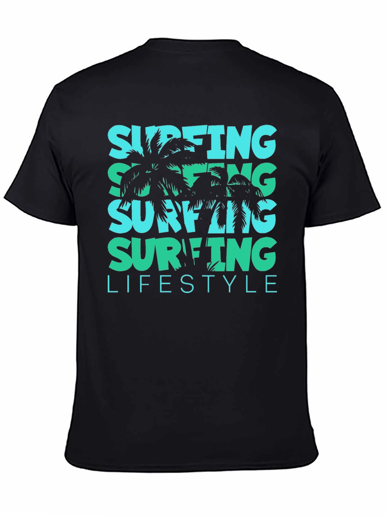 Surfing Lifestyle Tee: Tropical Palm Design