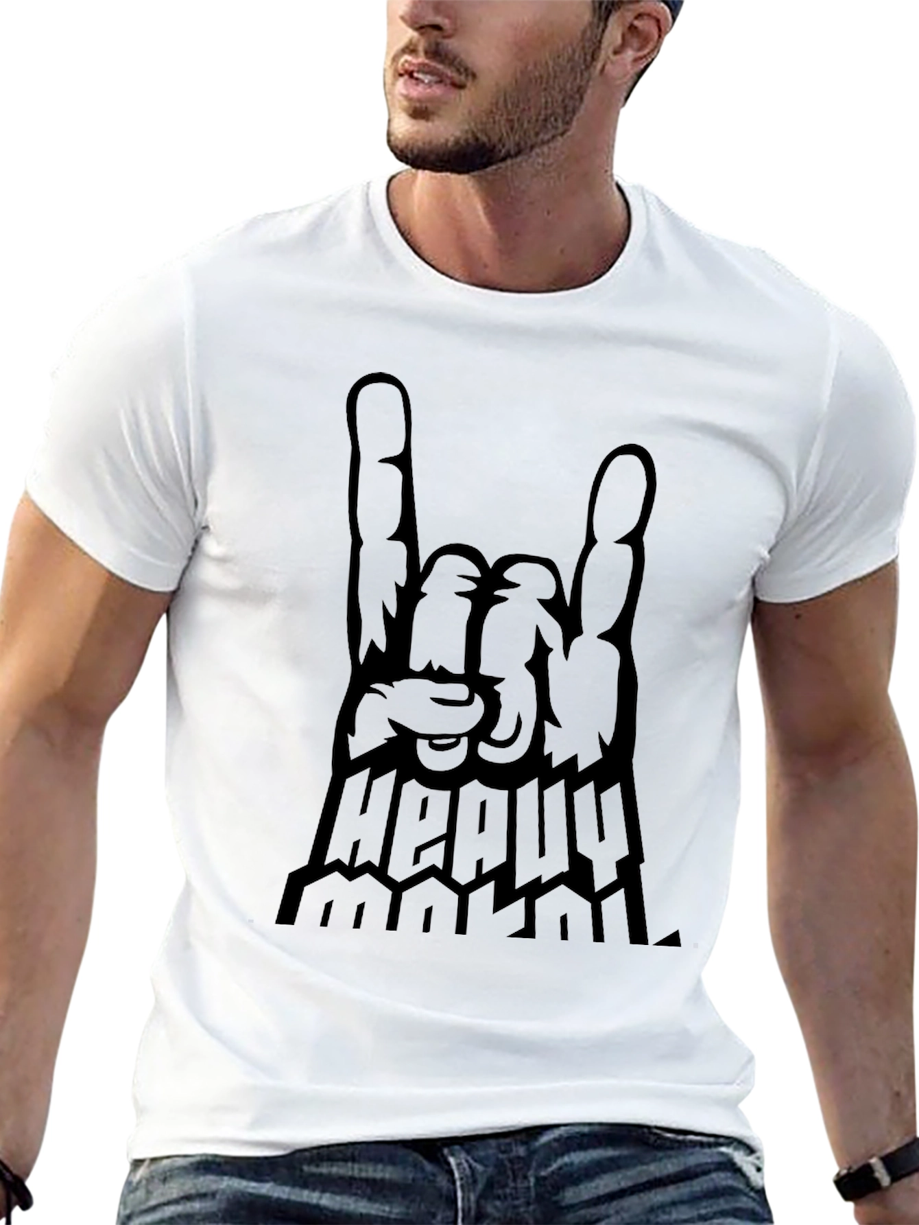Heavy Metal Rock On Hand Graphic T-Shirt