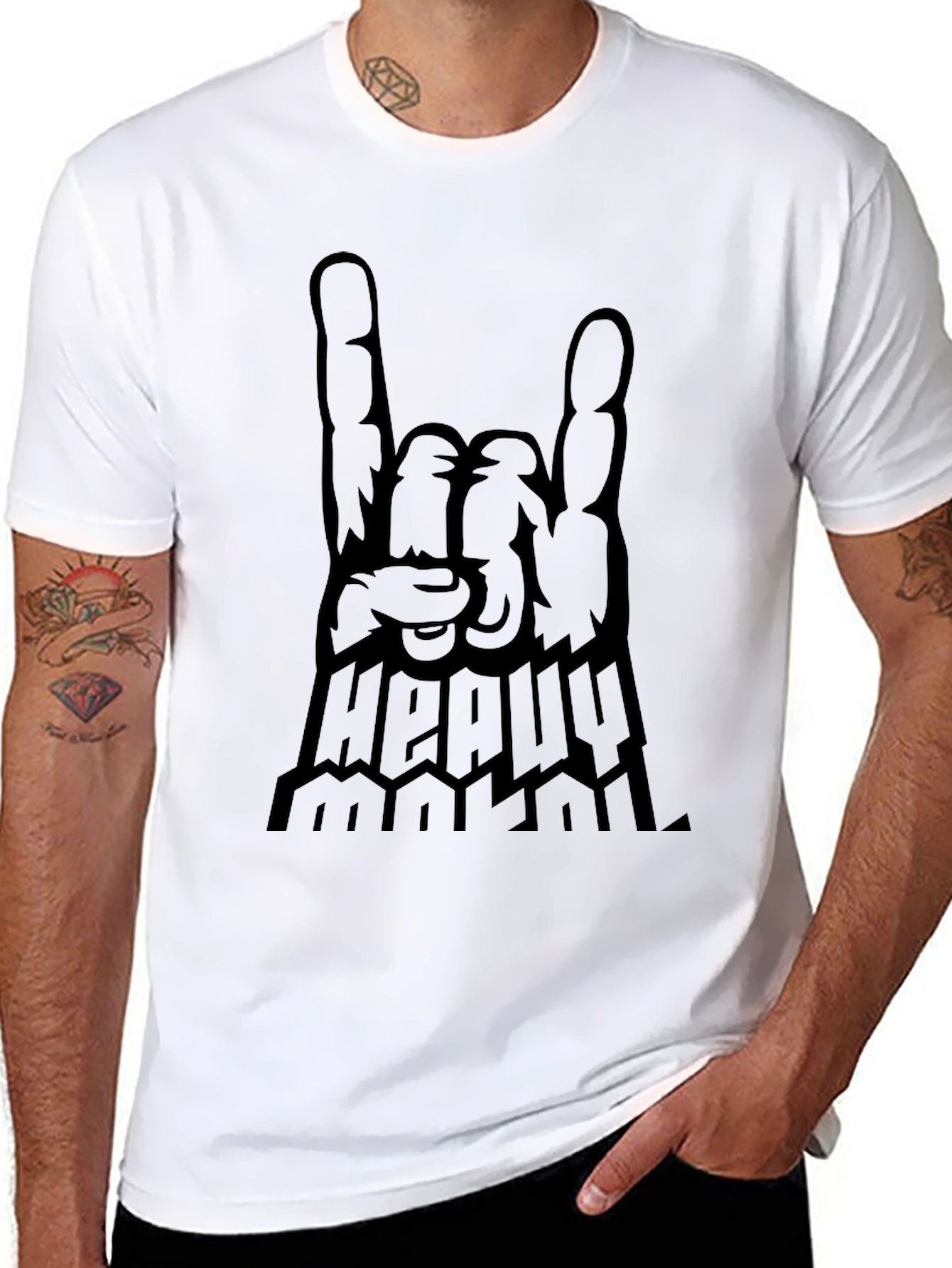 Heavy Metal Rock On Hand Graphic T-Shirt