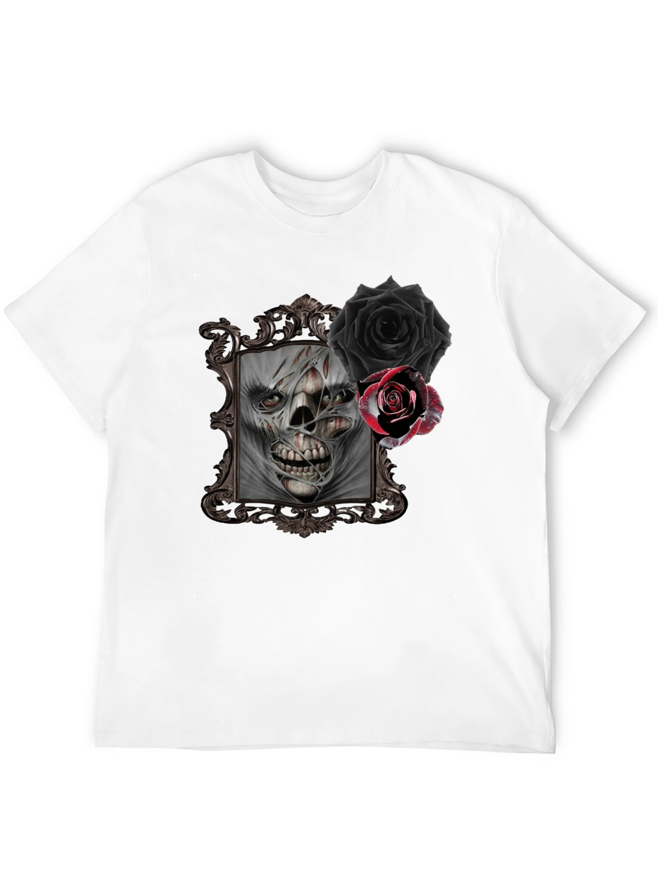 Skull & Roses Graphic Tee - Gothic Style