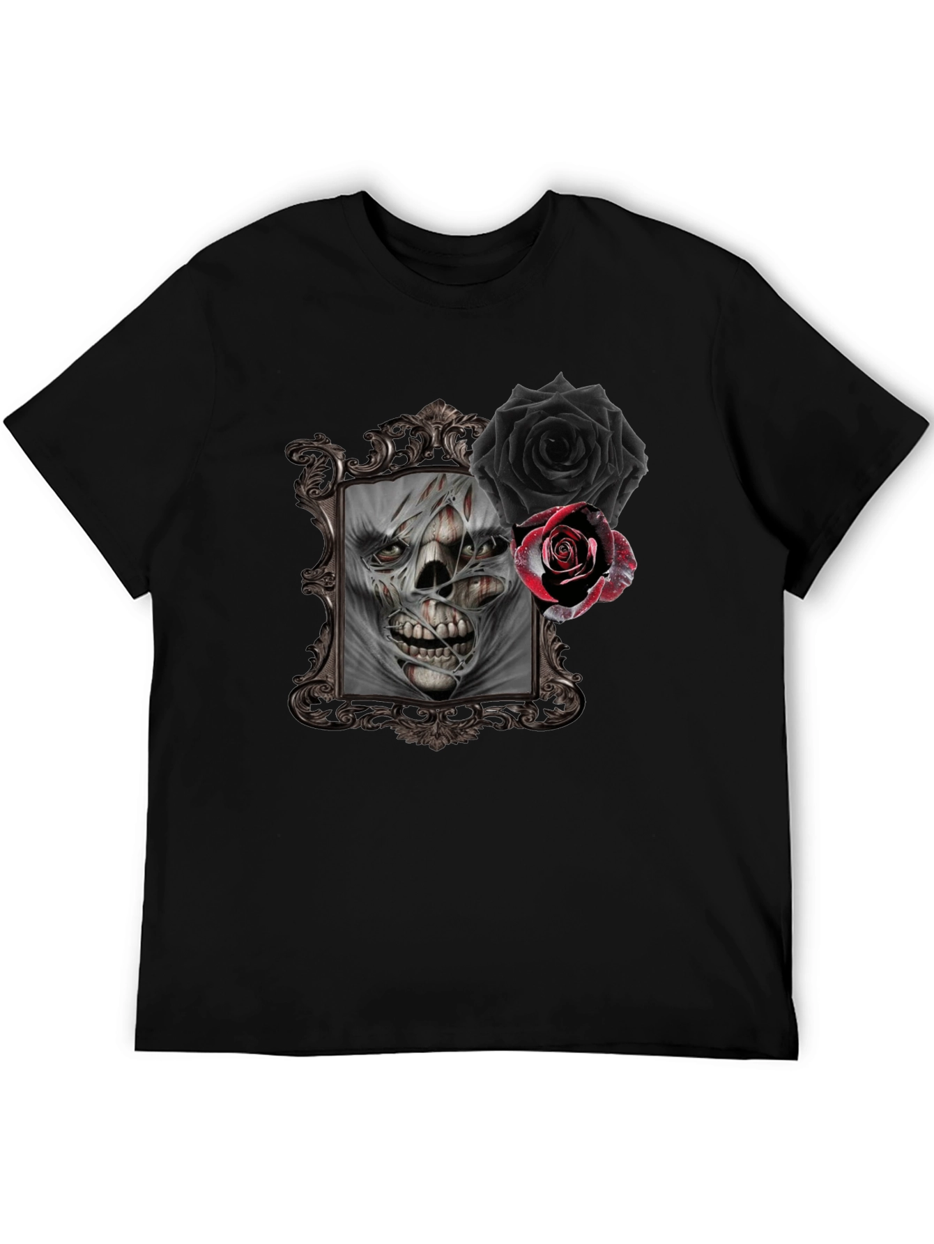 Skull & Roses Graphic Tee - Gothic Style