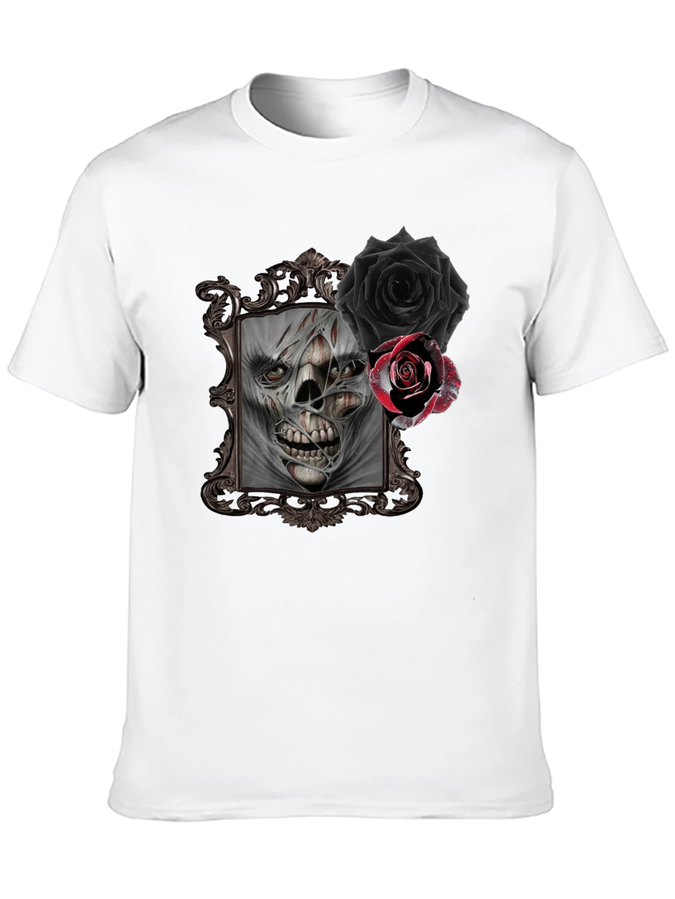 Skull & Roses Graphic Tee - Gothic Style