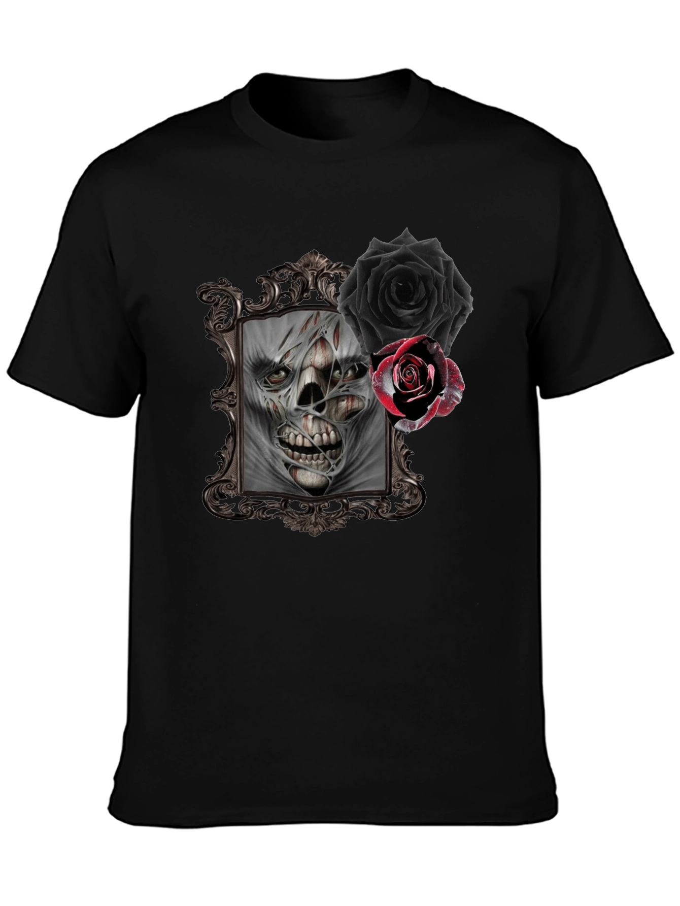 Skull & Roses Graphic Tee - Gothic Style