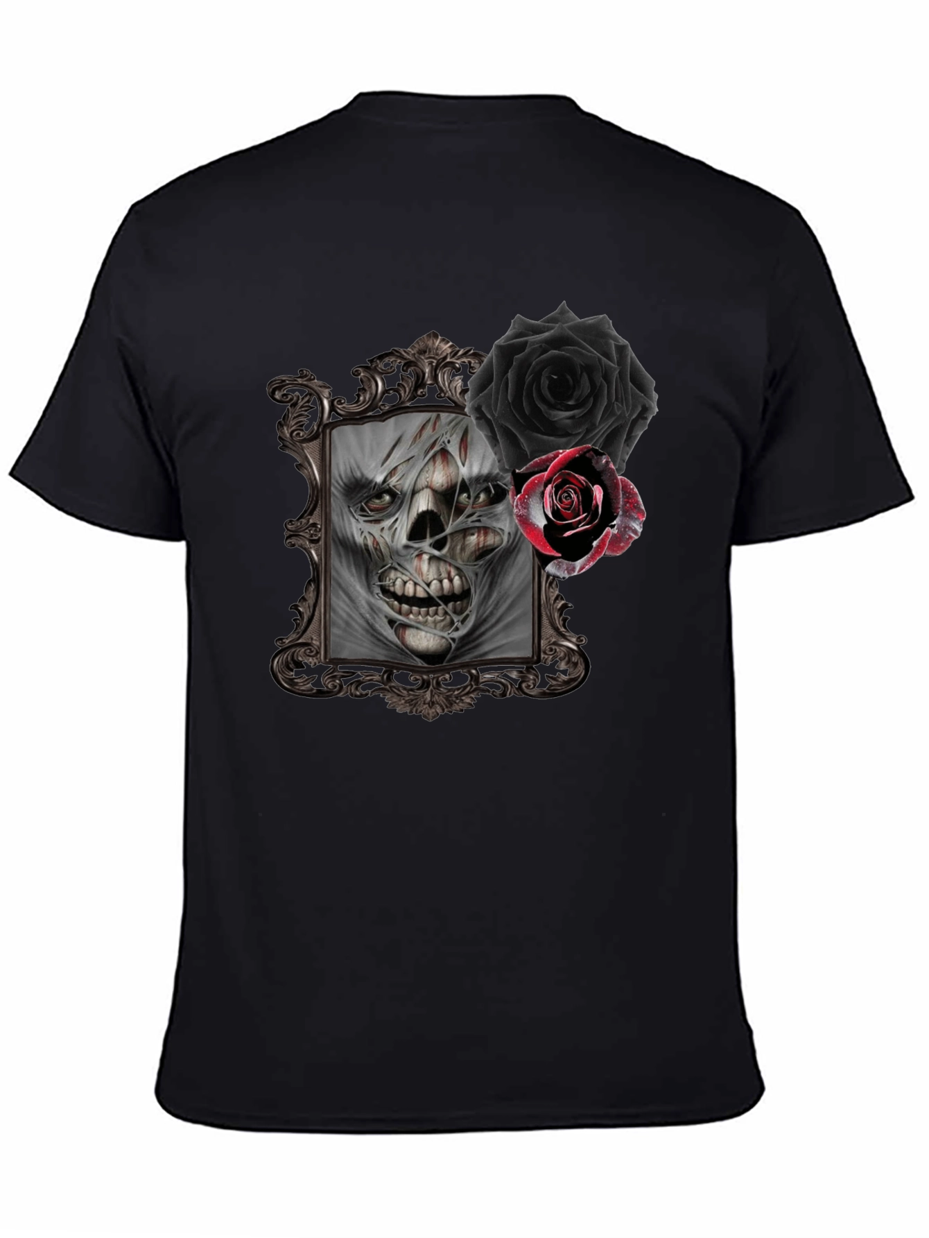 Skull & Roses Graphic Tee - Gothic Style