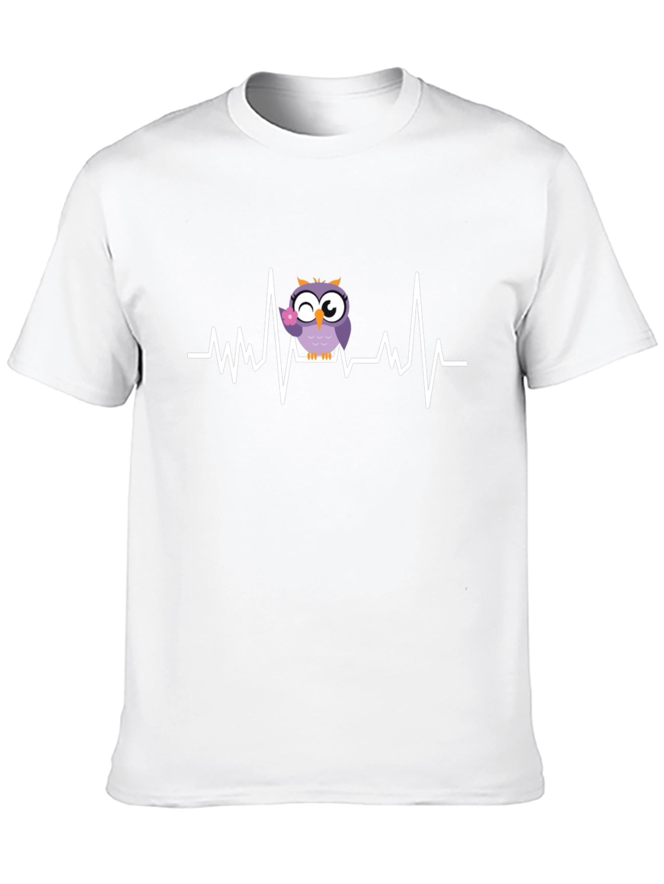 Owl Heartbeat Graphic Tee - Black Cotton