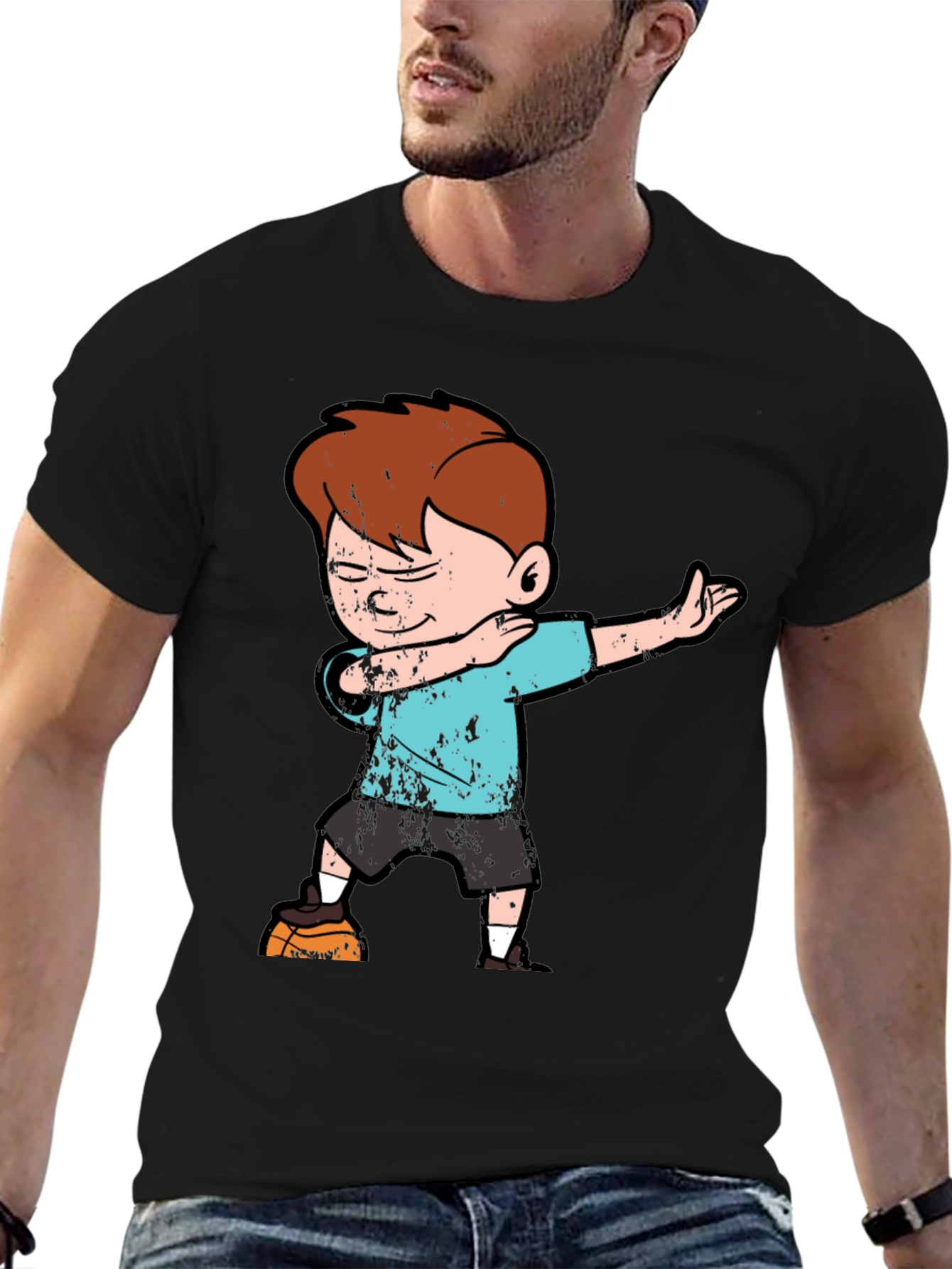Boy Dabbing on Black T-Shirt