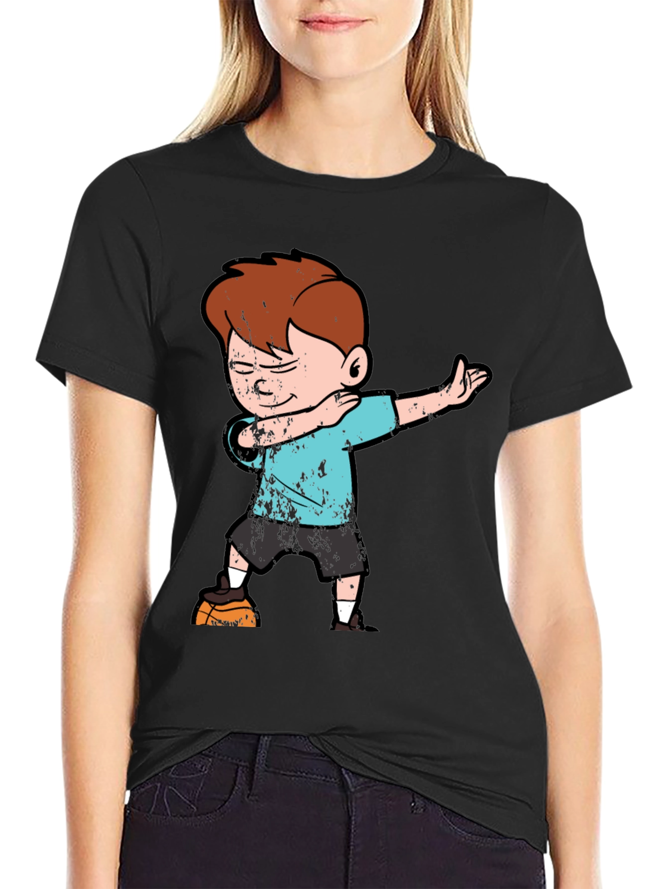 Boy Dabbing on Black T-Shirt
