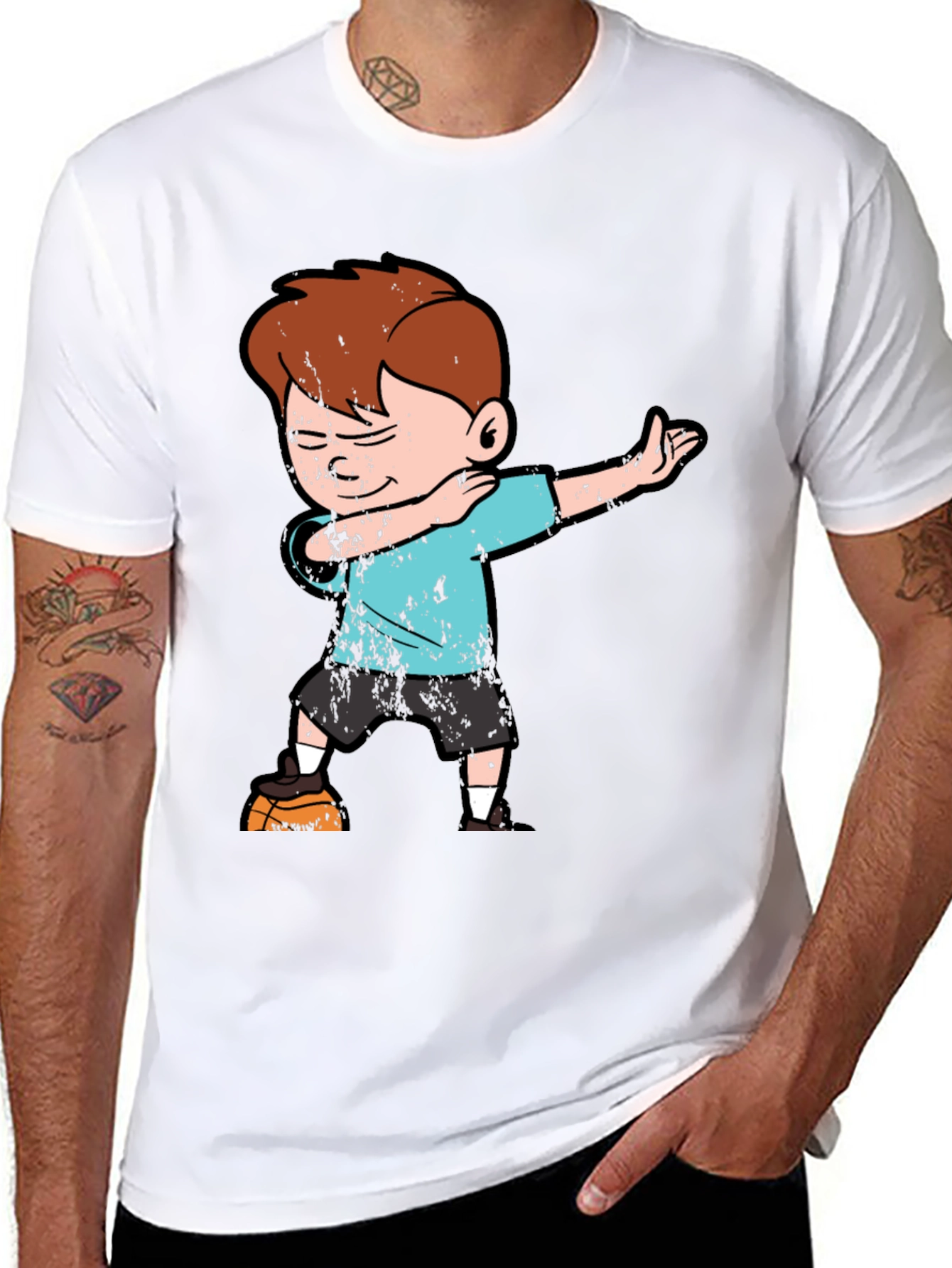 Boy Dabbing on Black T-Shirt