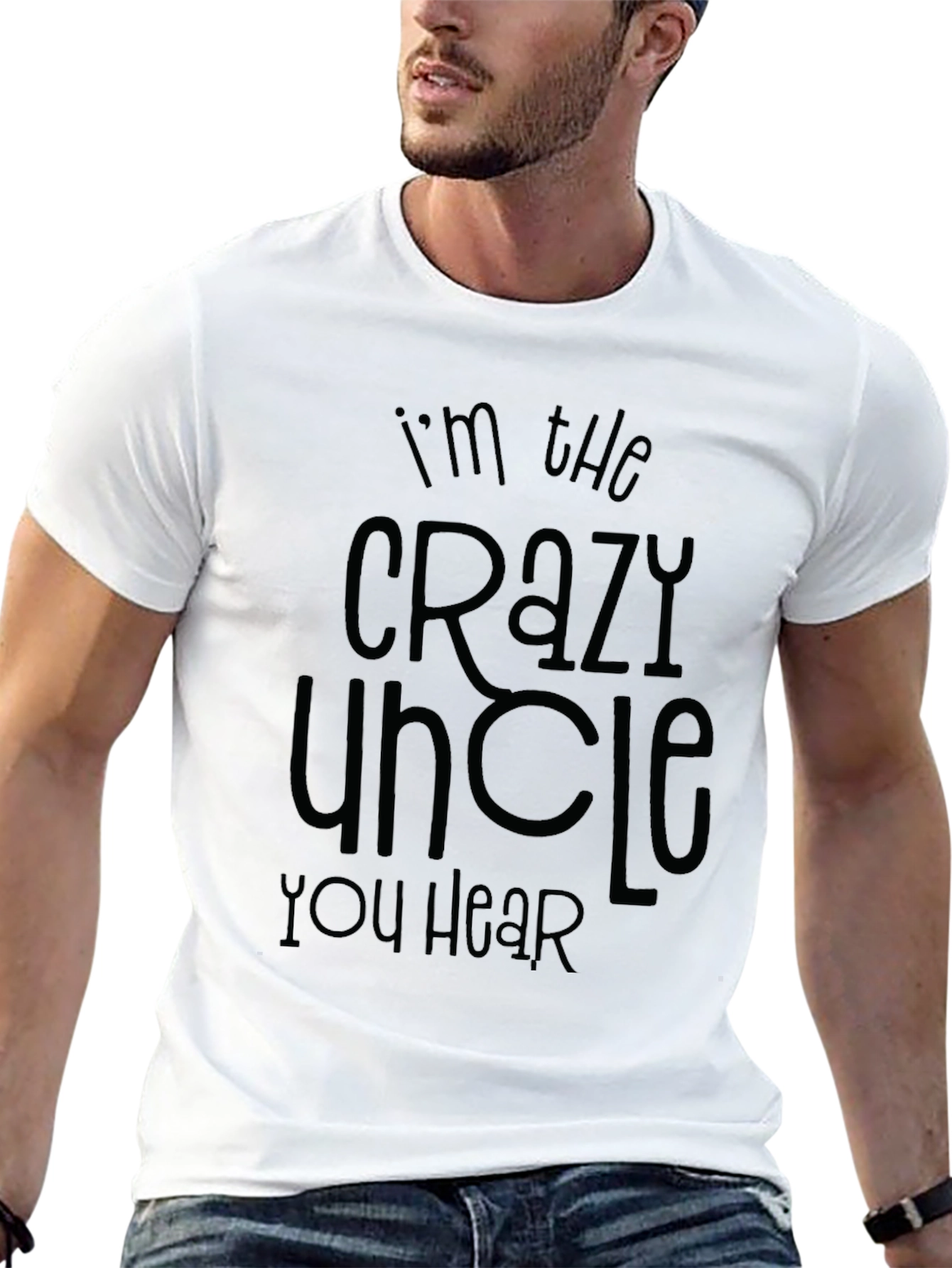Crazy Uncle T-Shirt Mens Black Crew Neck Novelty Tee