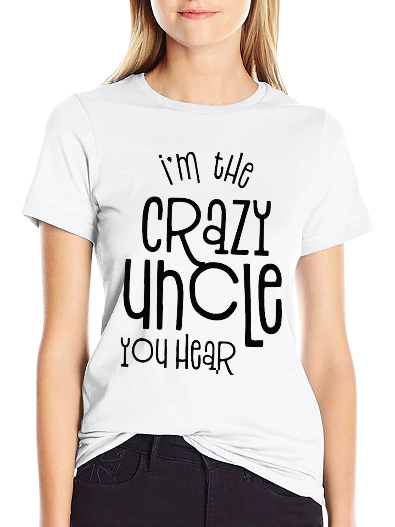 Crazy Uncle T-Shirt Mens Black Crew Neck Novelty Tee