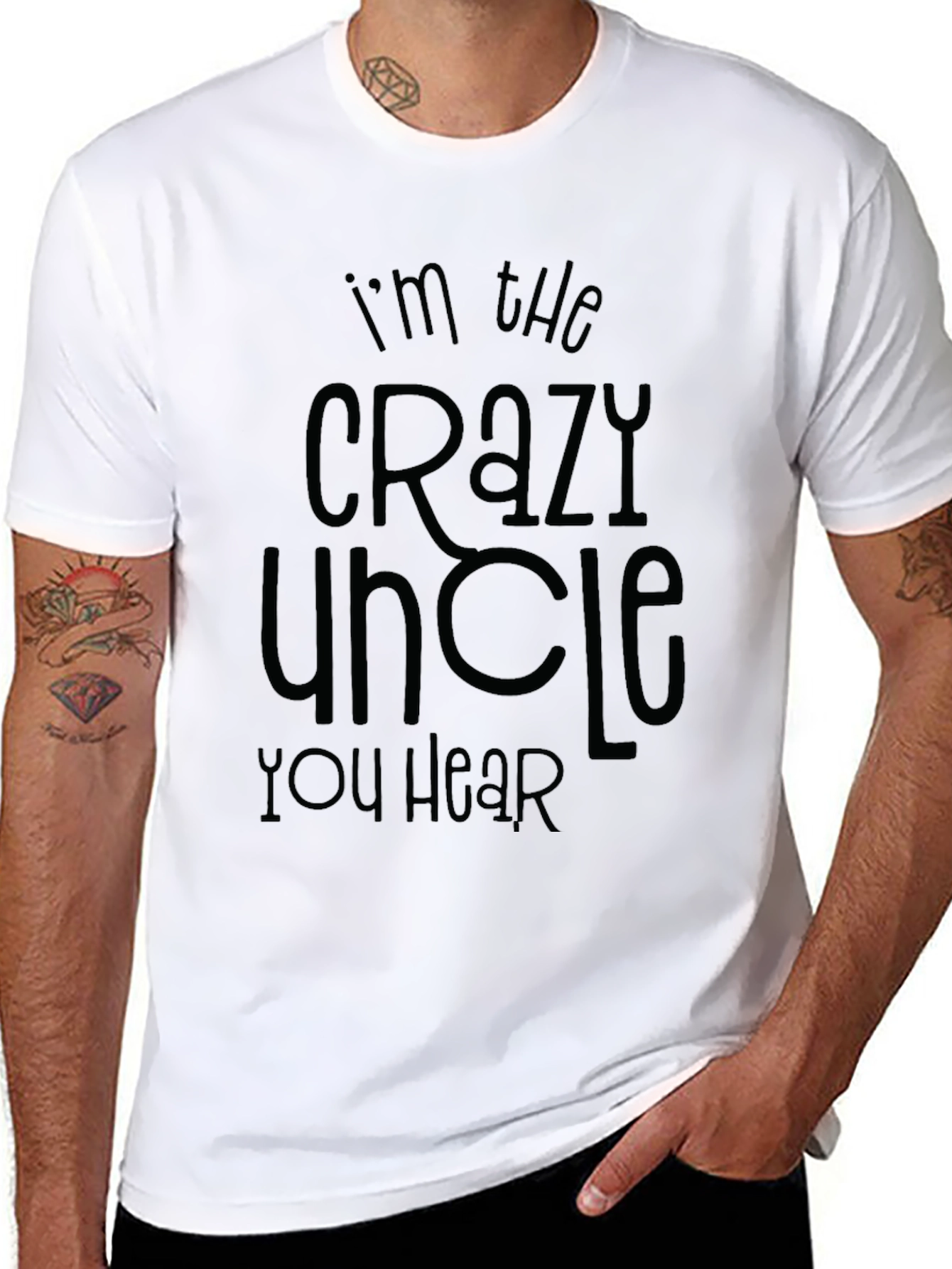 Crazy Uncle T-Shirt Mens Black Crew Neck Novelty Tee