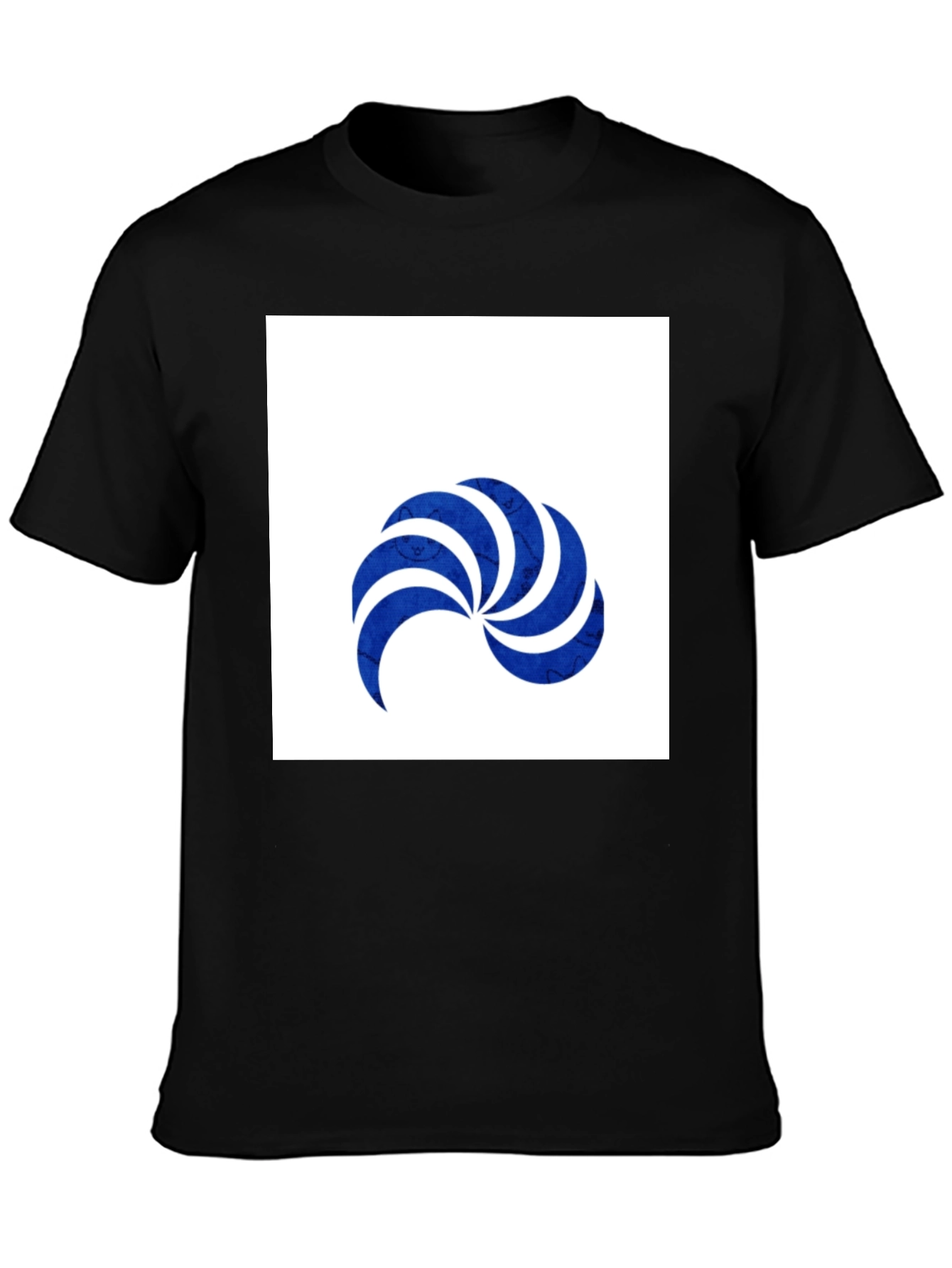 Stylish Black T-Shirt with Blue Swirl Graphic