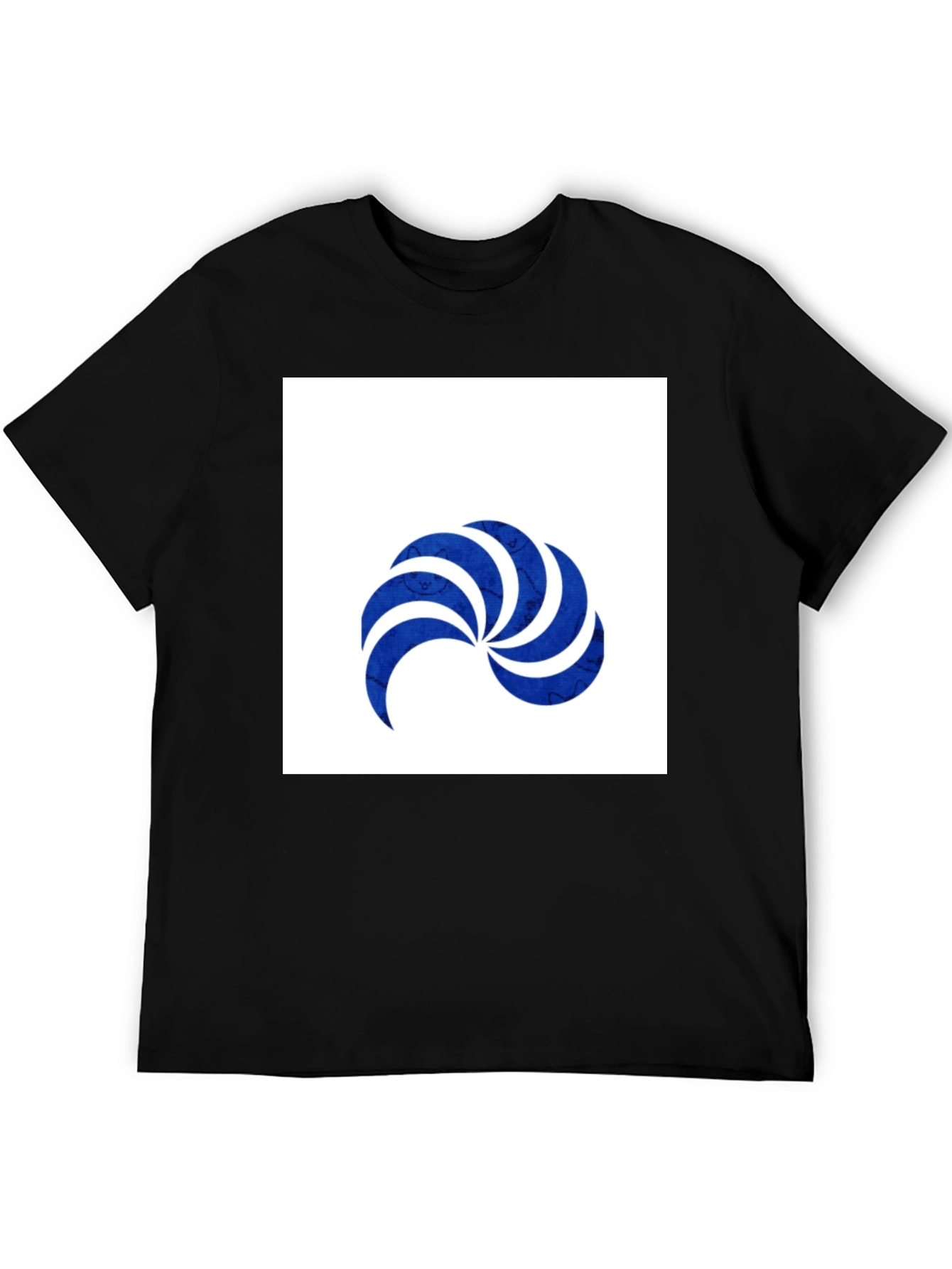 Stylish Black T-Shirt with Blue Swirl Graphic