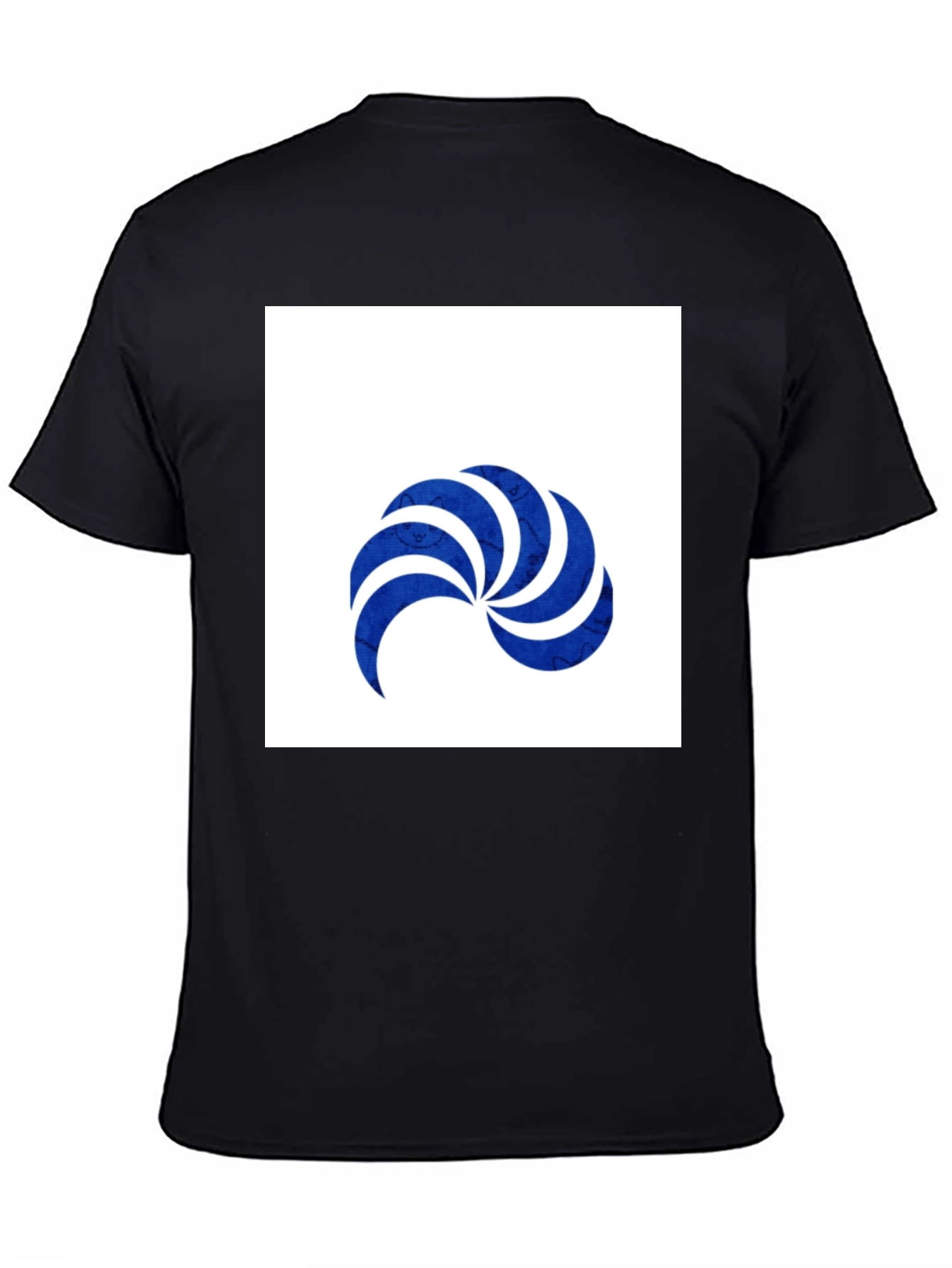 Stylish Black T-Shirt with Blue Swirl Graphic