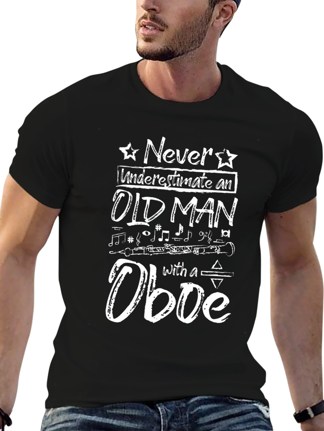 Never Underestimate an Old Man Oboe T-Shirt