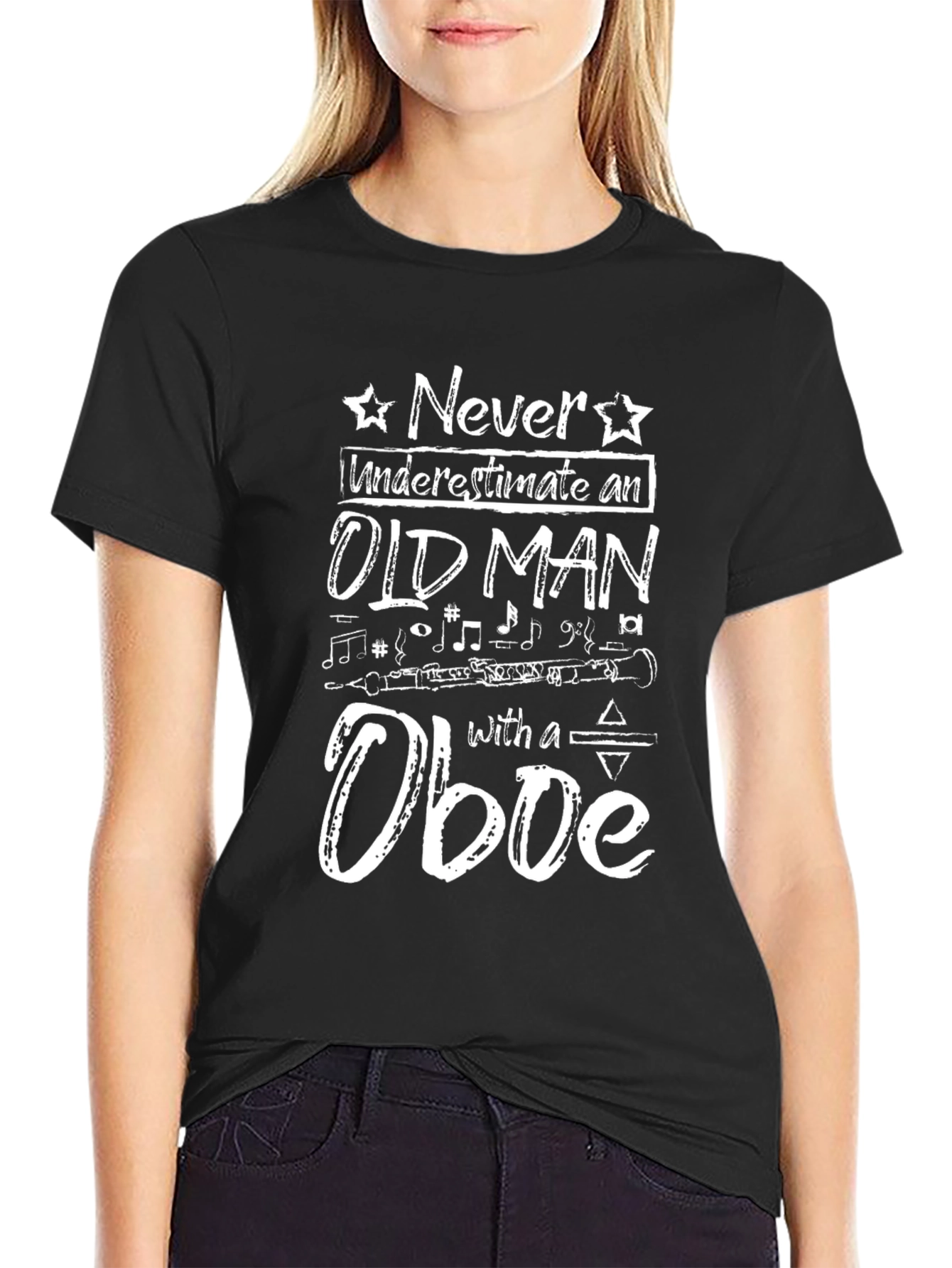 Never Underestimate an Old Man Oboe T-Shirt