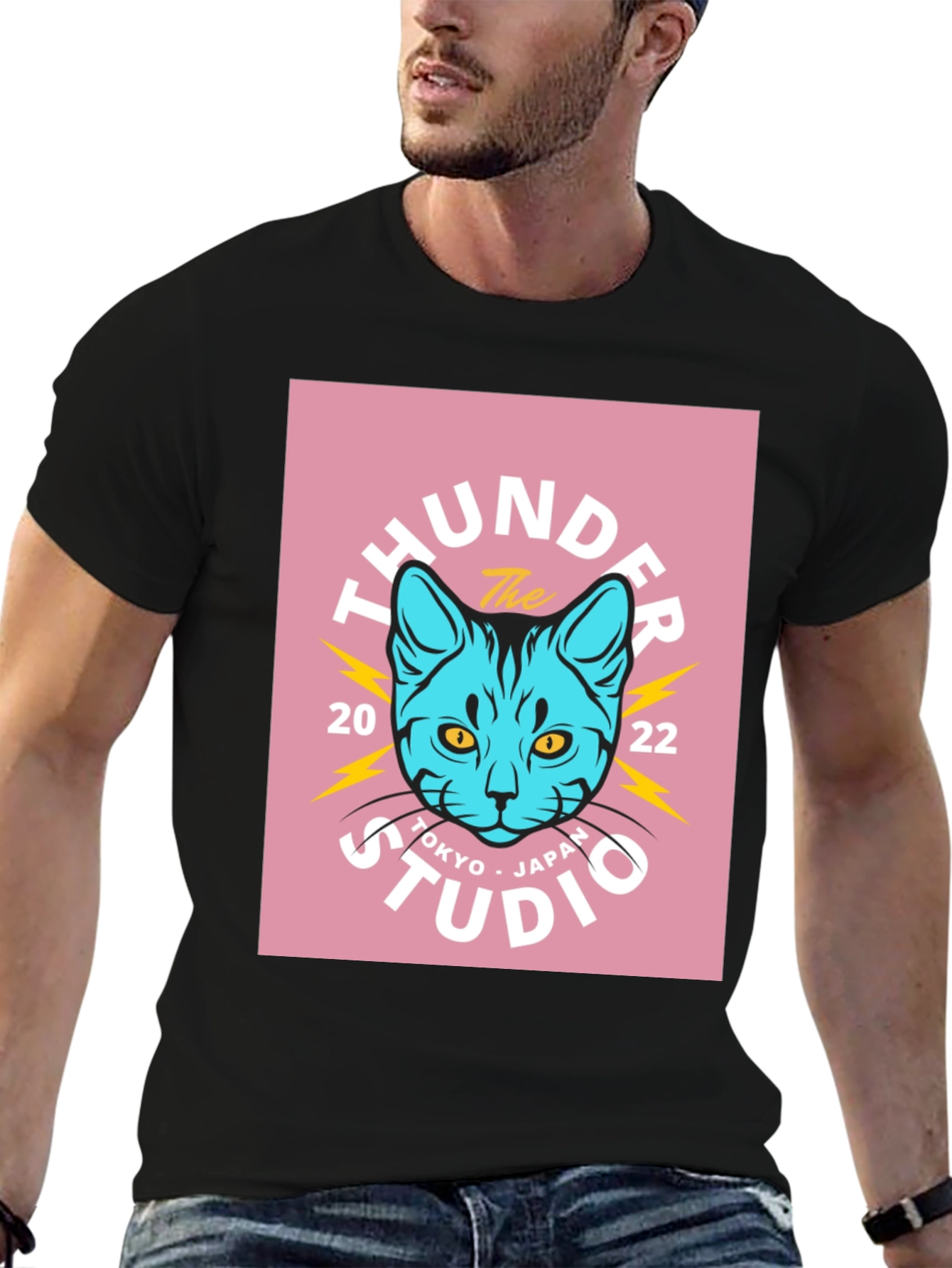 Thunder Studio Tokyo Cat Graphic T-Shirt