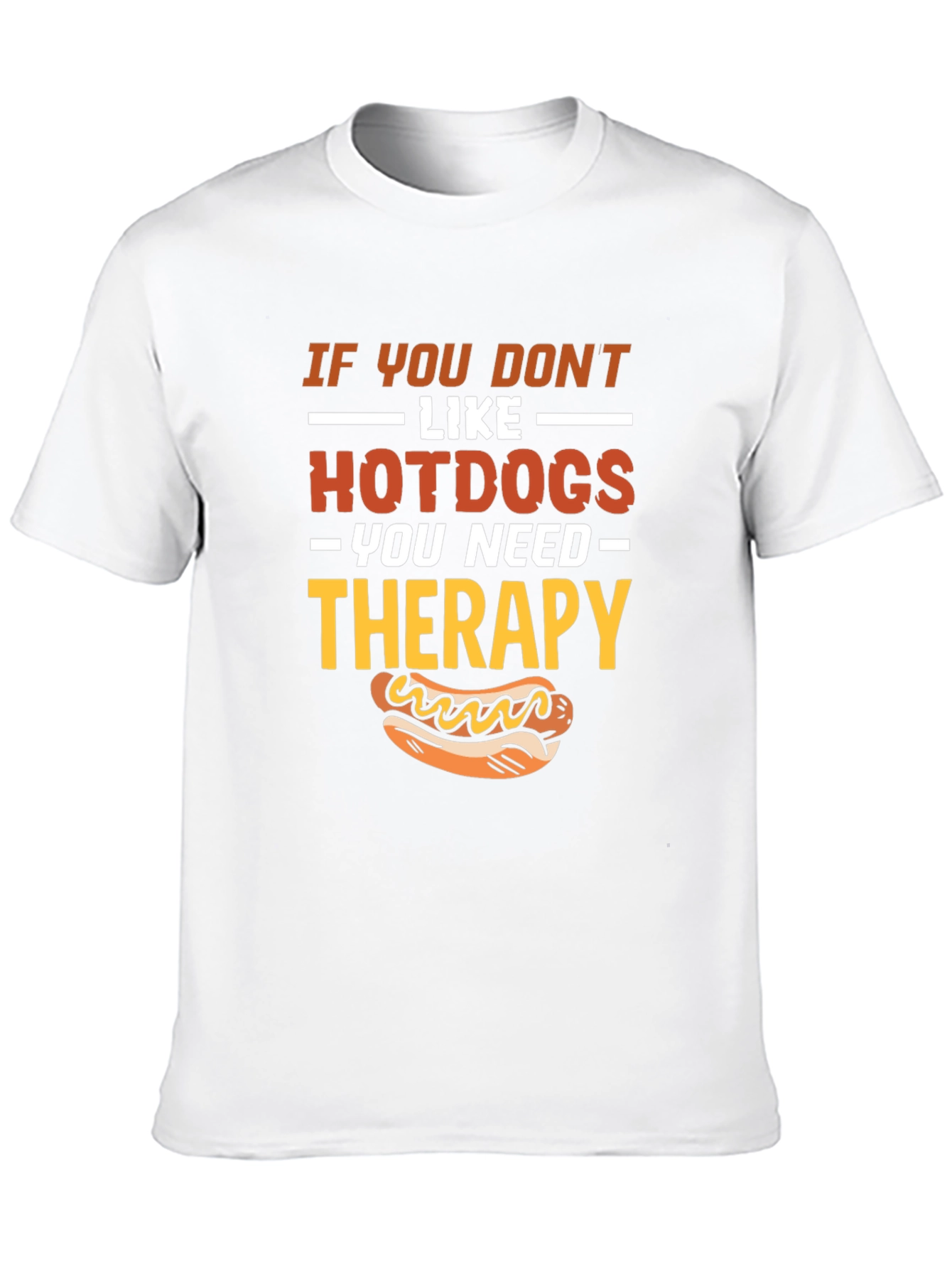 Funny Hotdog Therapy Black T-Shirt